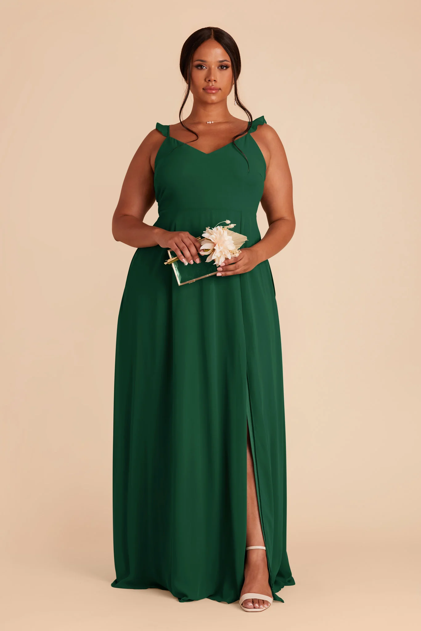 Doris Chiffon Dress - Forest Green - Image 6