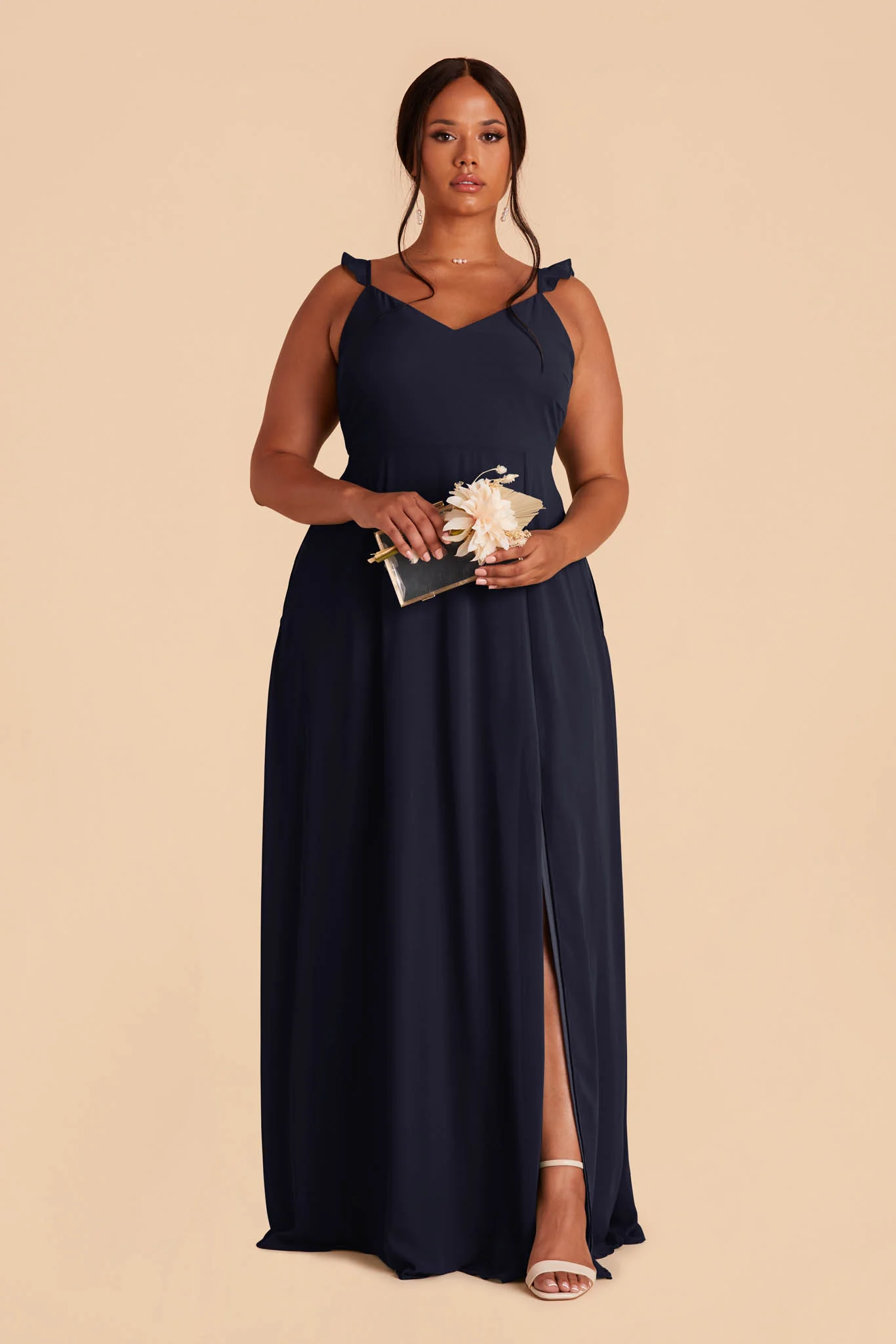 Doris Chiffon Dress - Navy - Image 2