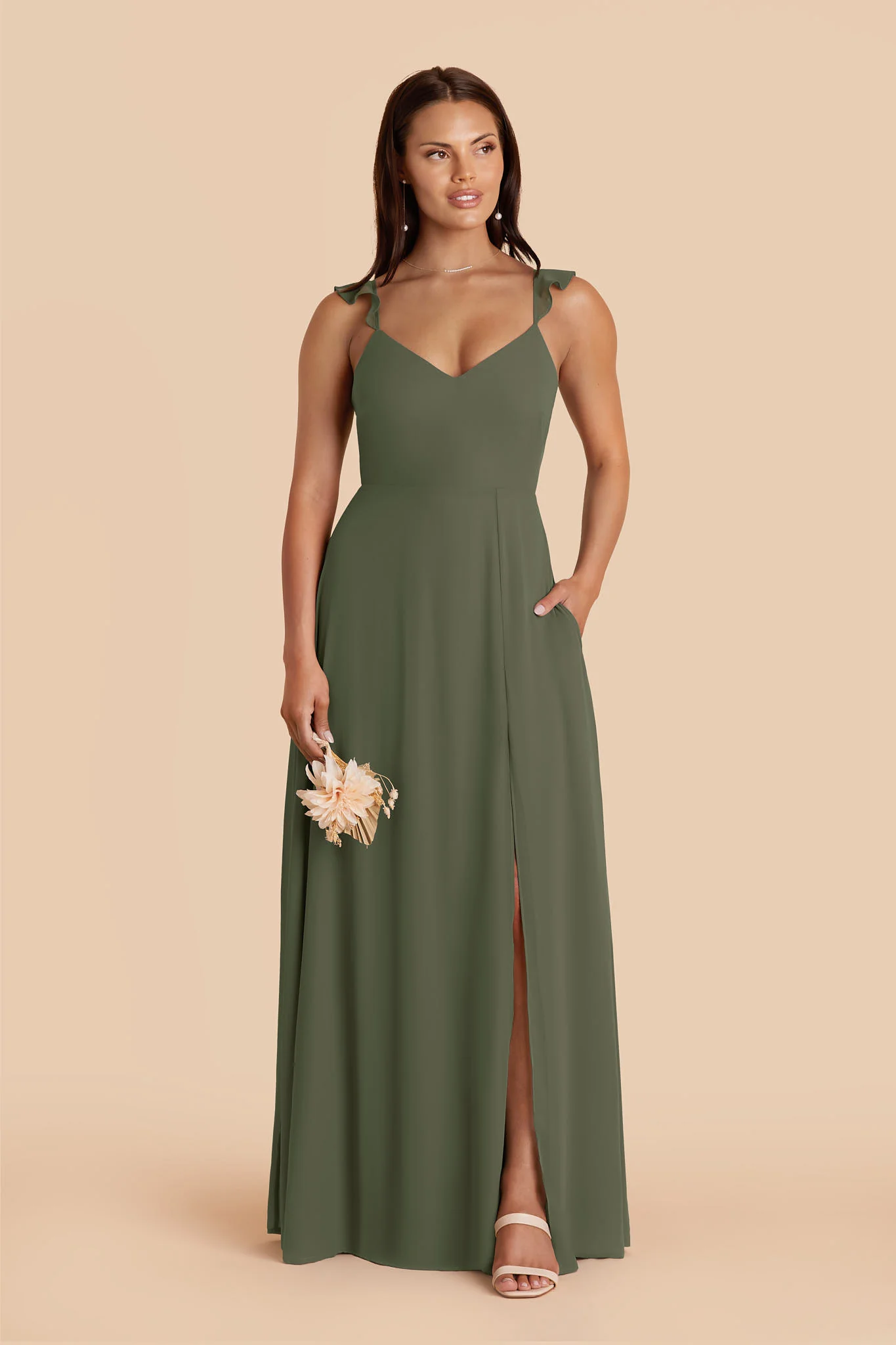 Doris Chiffon Dress - Olive