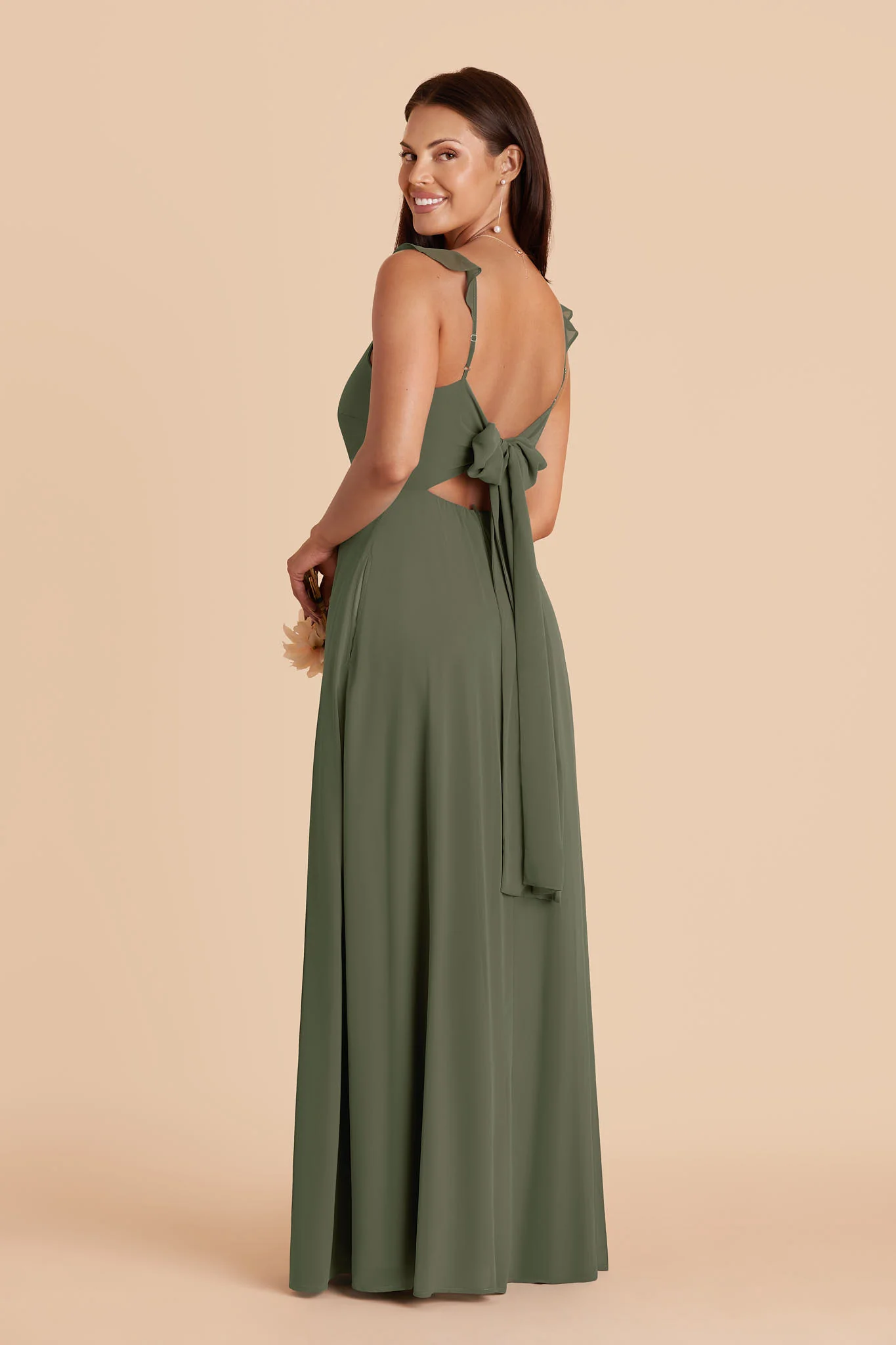 Doris Chiffon Dress - Olive - Image 4