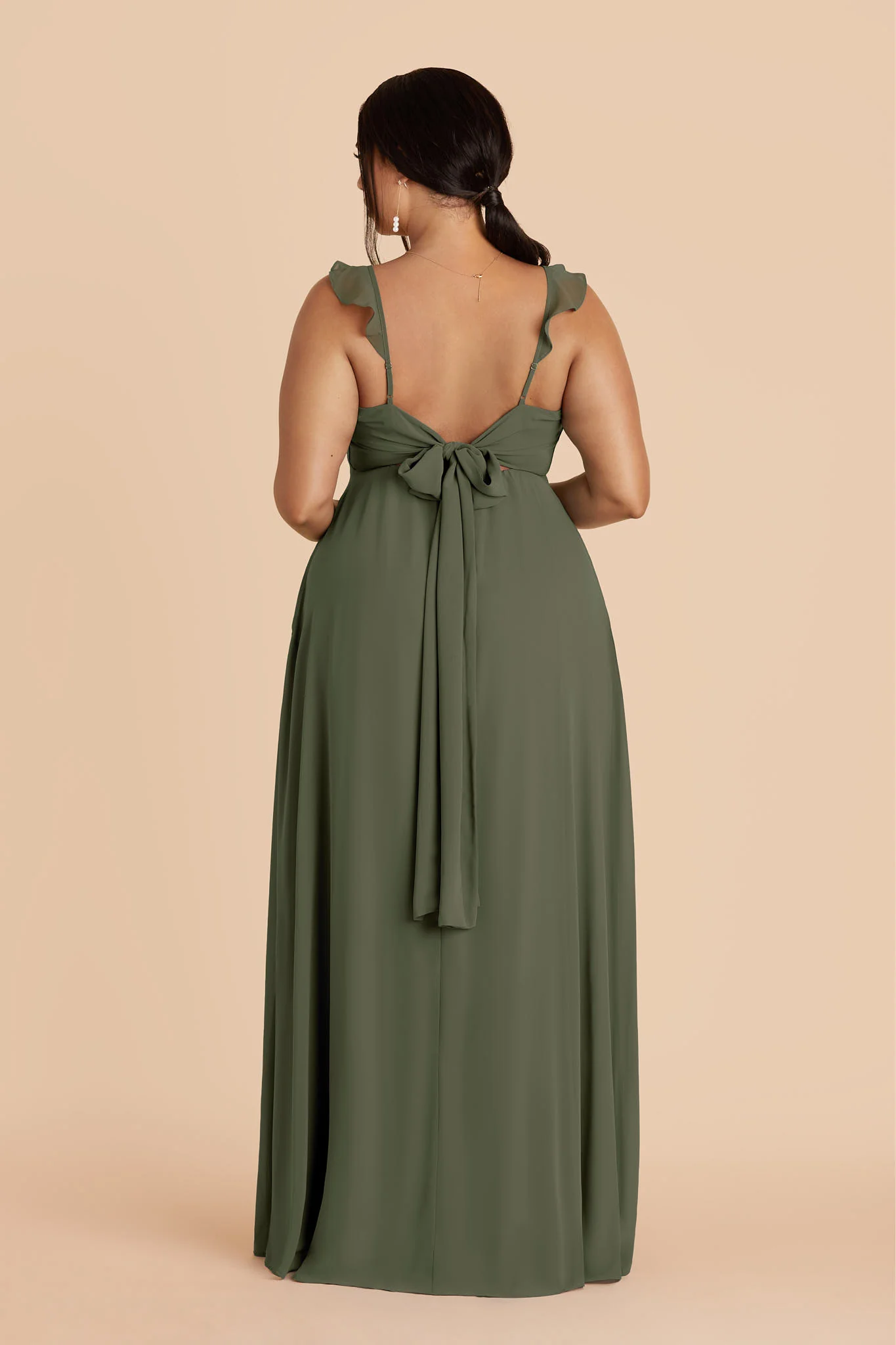 Doris Chiffon Dress - Olive - Image 6