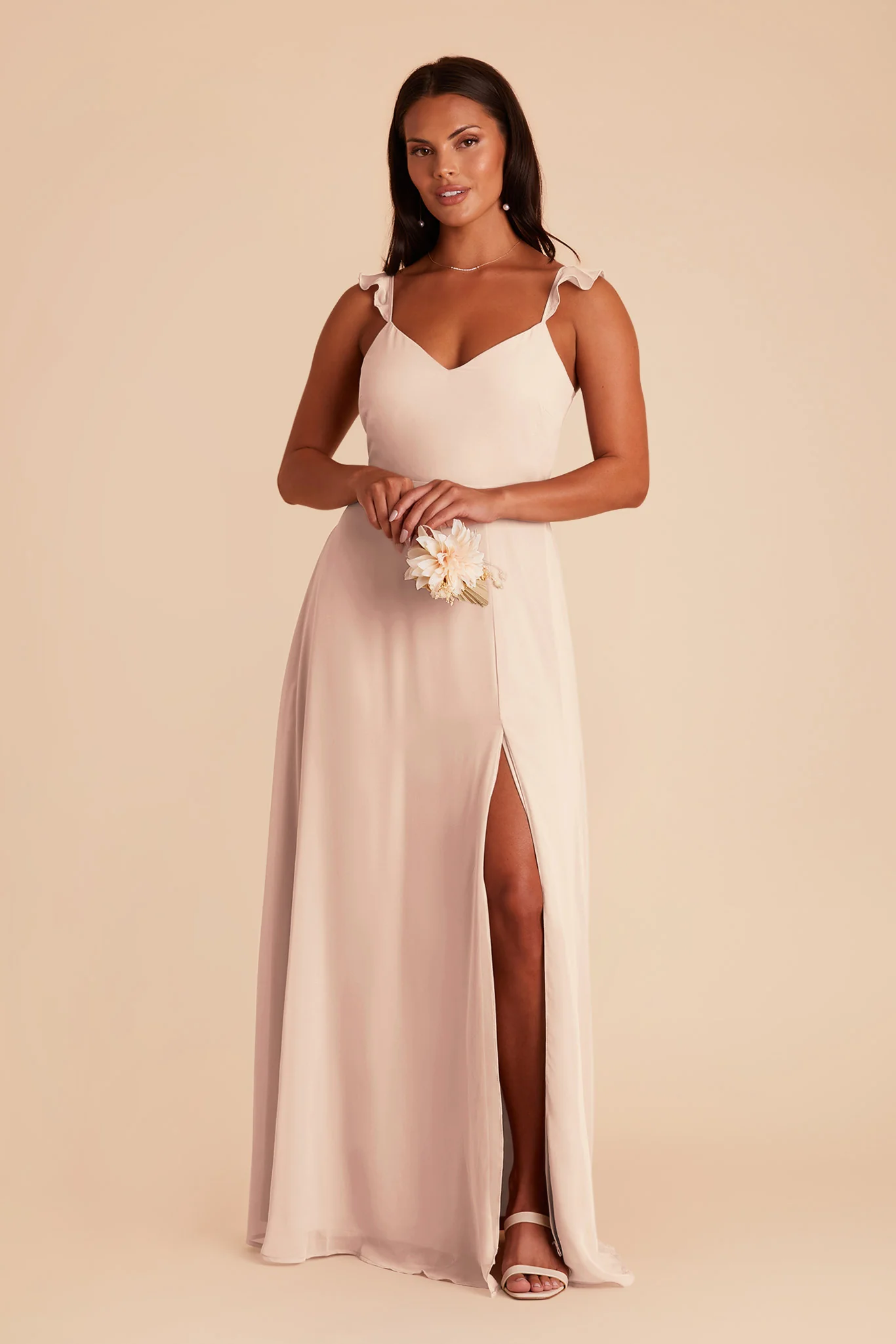 Doris Chiffon Dress - Pale Blush - Image 3