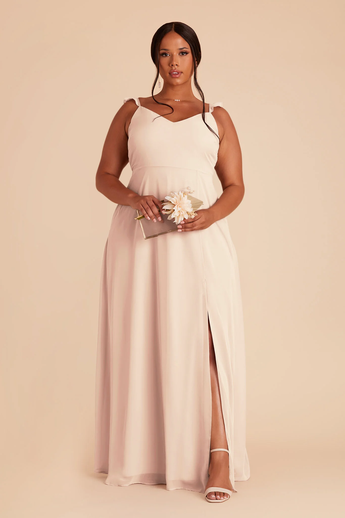 Doris Chiffon Dress - Pale Blush - Image 5