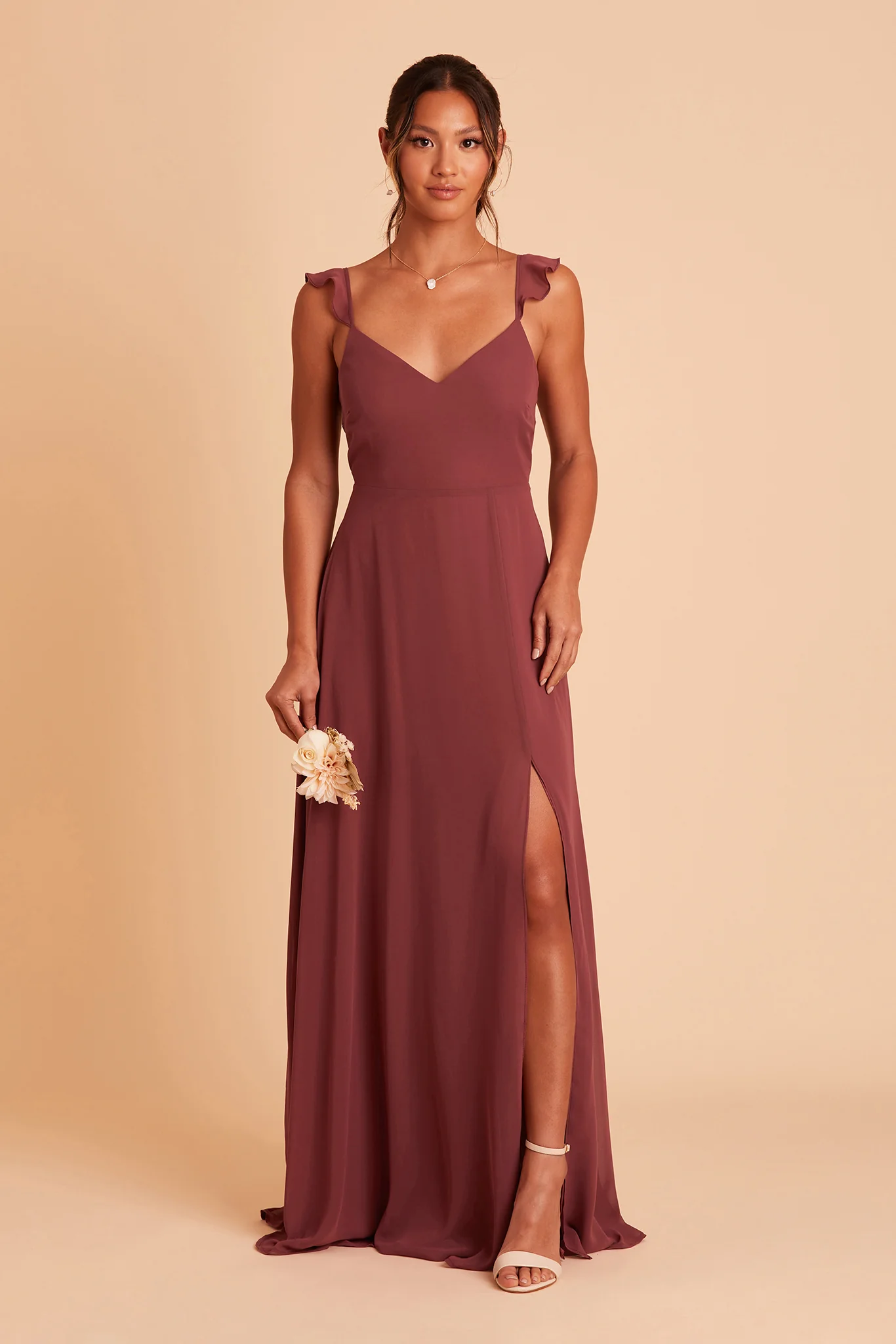 Doris Chiffon Dress - Rosewood - Image 5