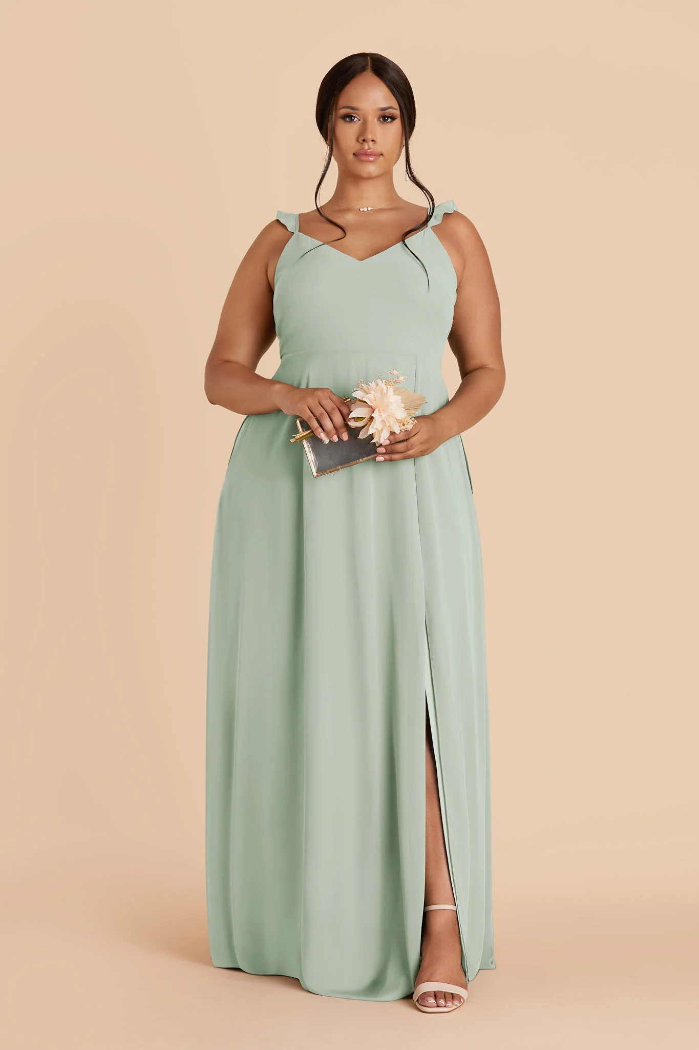 Doris Chiffon Dress - Sage - Image 2