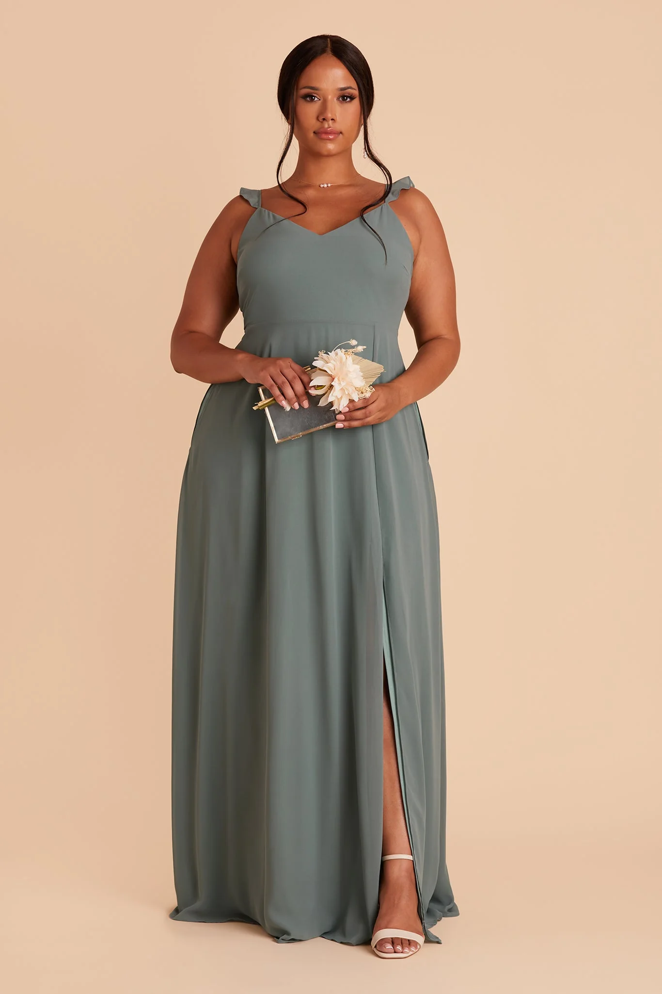 Doris Chiffon Dress - Sea Glass - Image 2