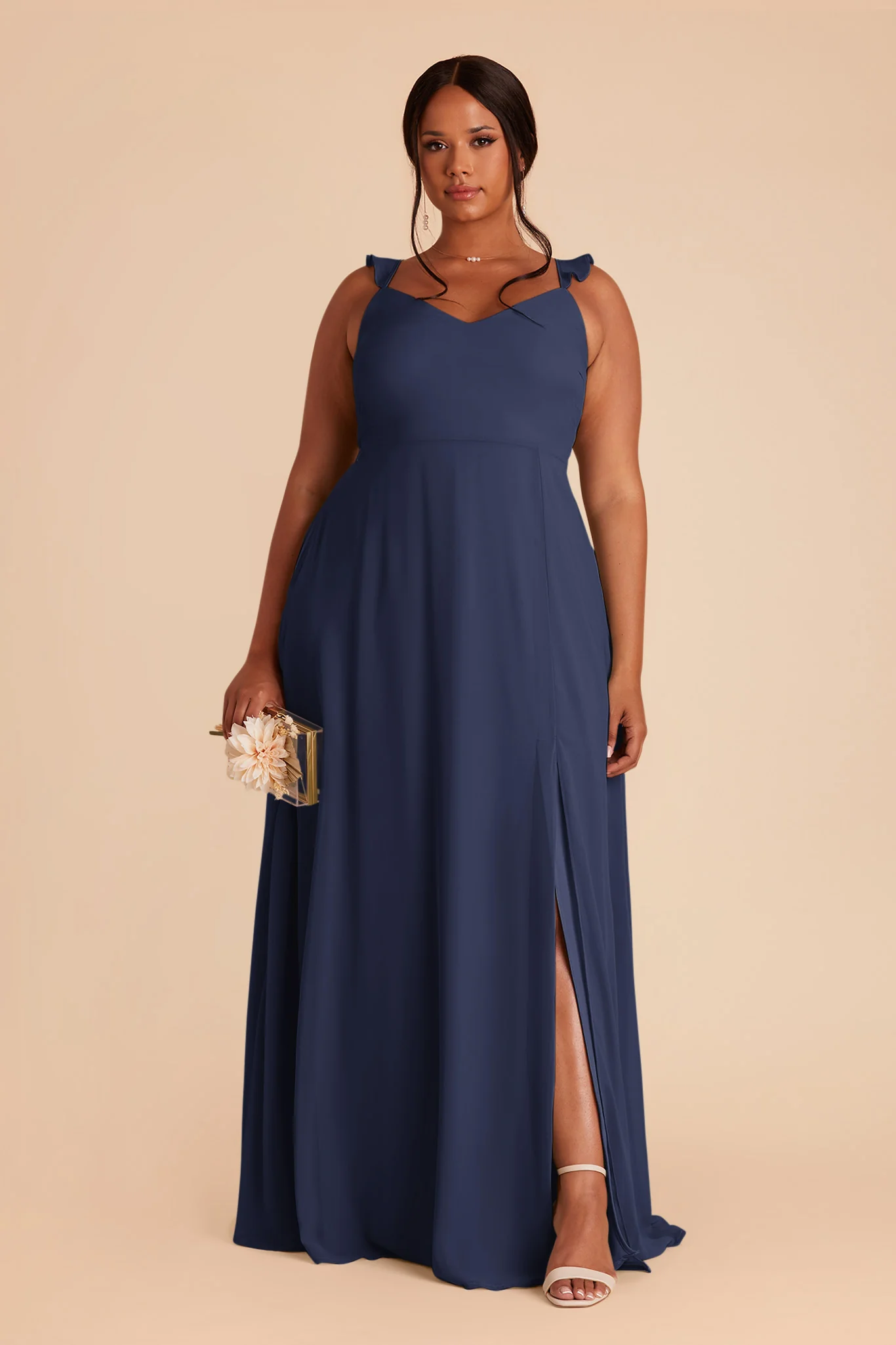 Doris Chiffon Dress - Slate Blue - Image 2