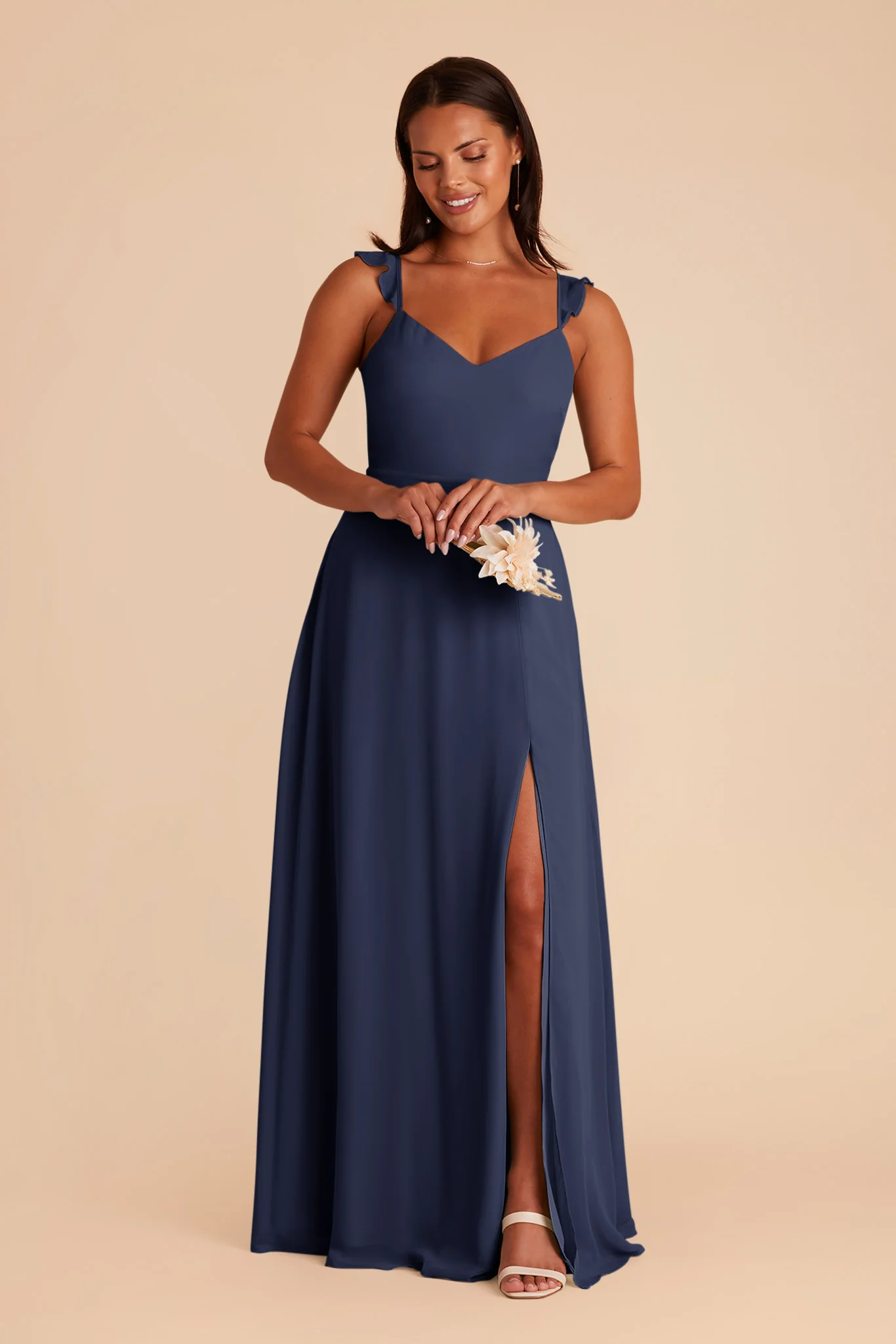 Doris Chiffon Dress - Slate Blue - Image 3