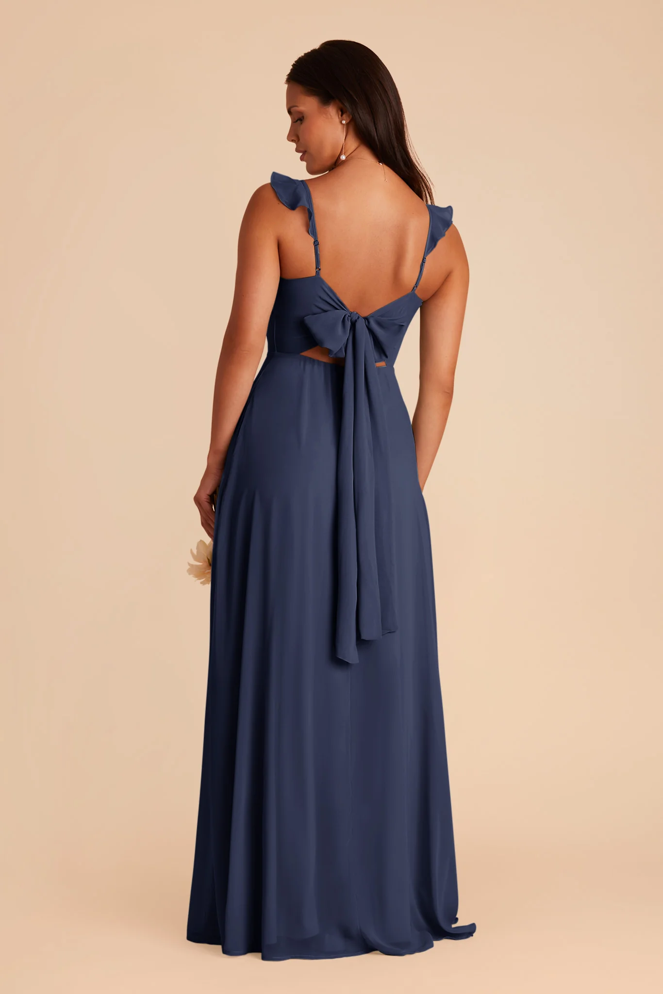 Doris Chiffon Dress - Slate Blue - Image 4