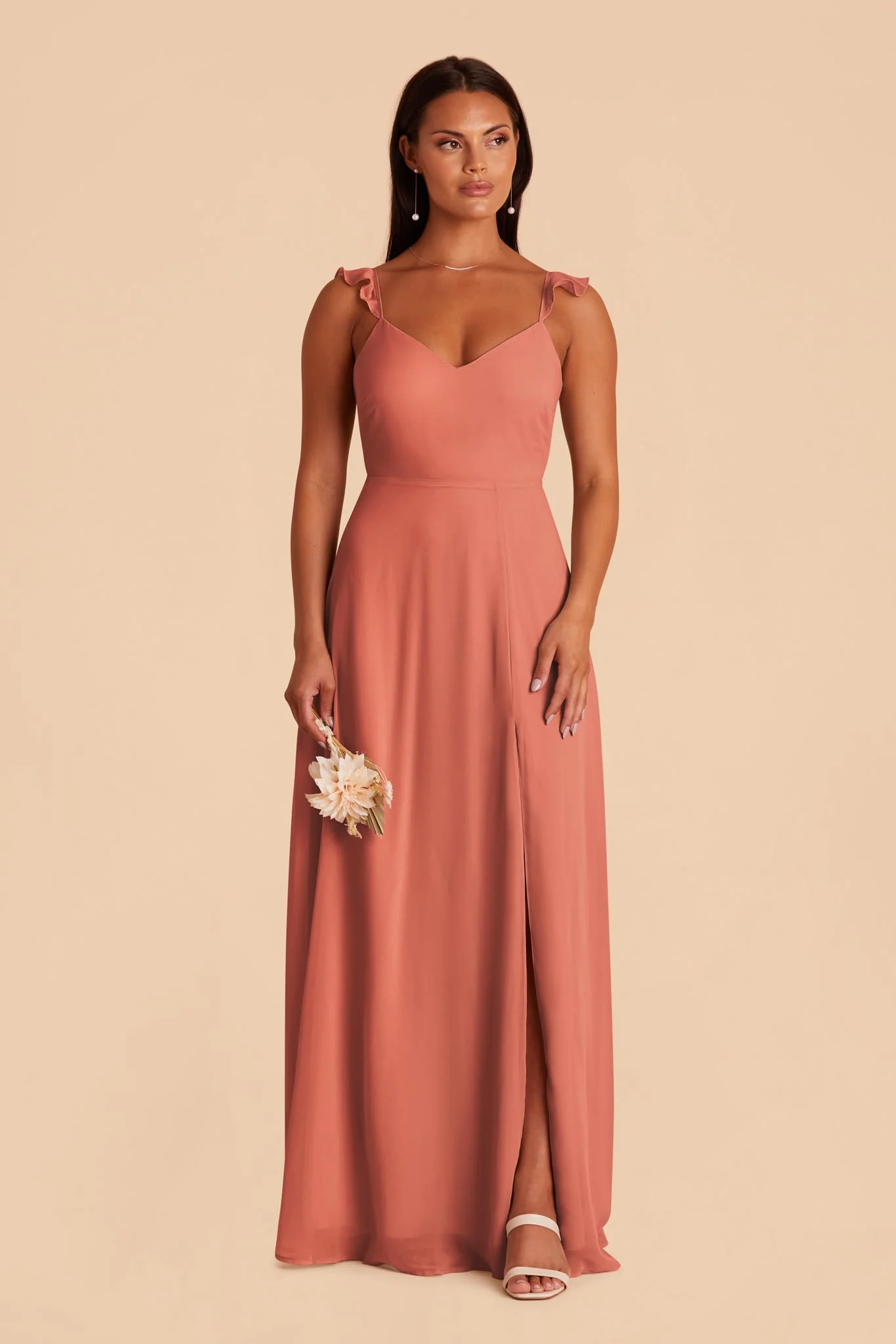 Doris Chiffon Dress - Terracotta