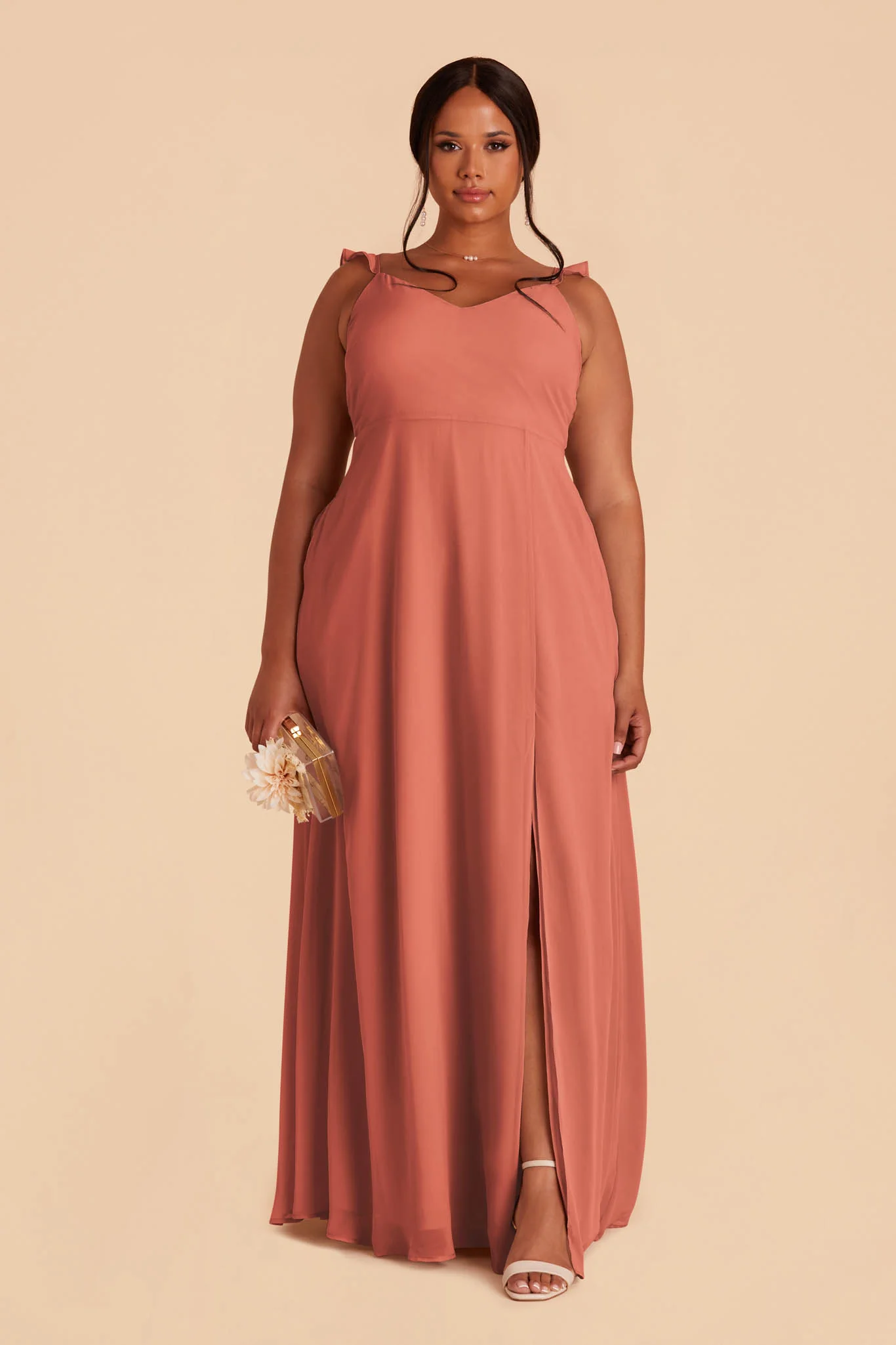 Doris Chiffon Dress - Terracotta - Image 2