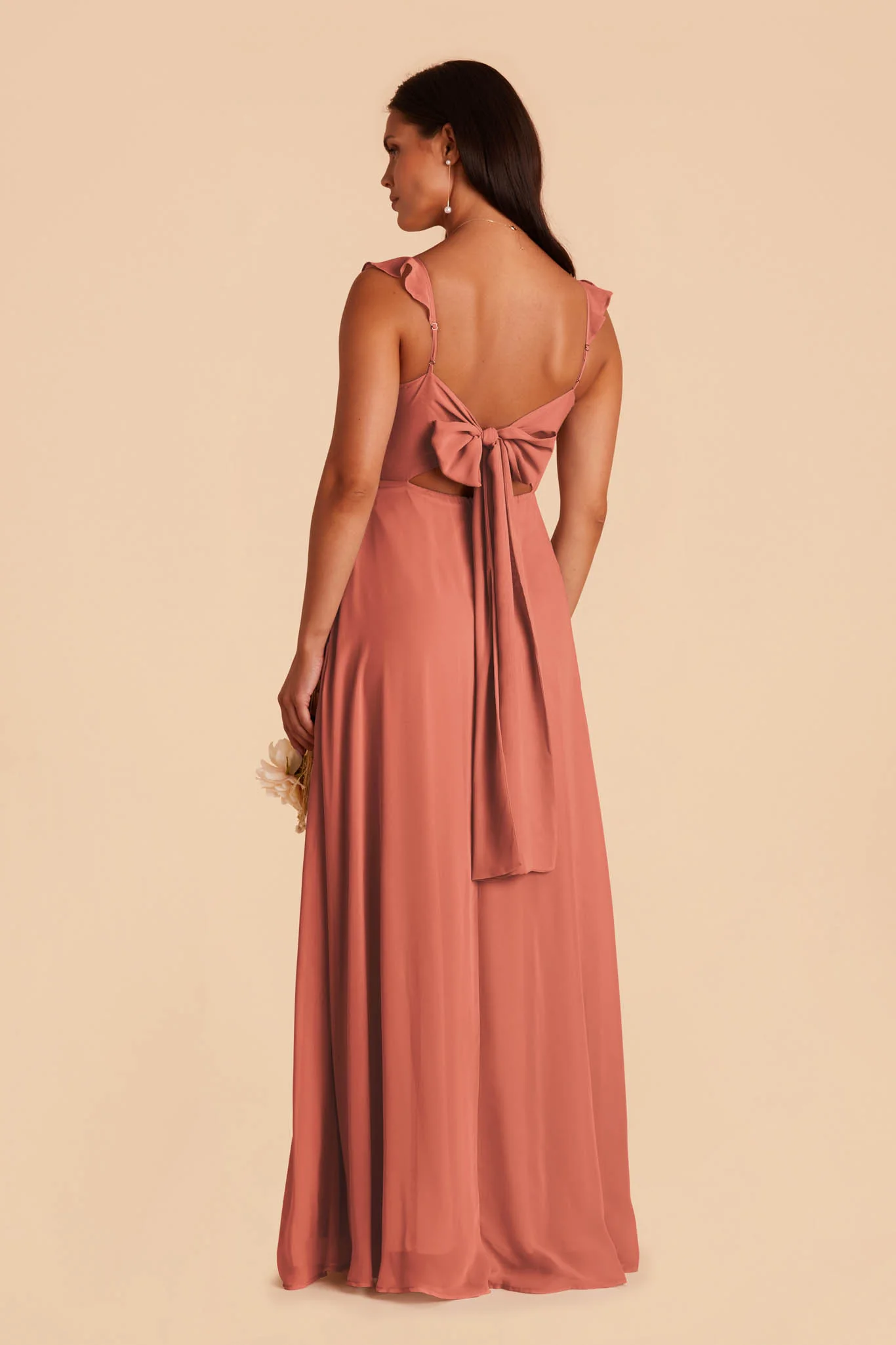 Doris Chiffon Dress - Terracotta - Image 5