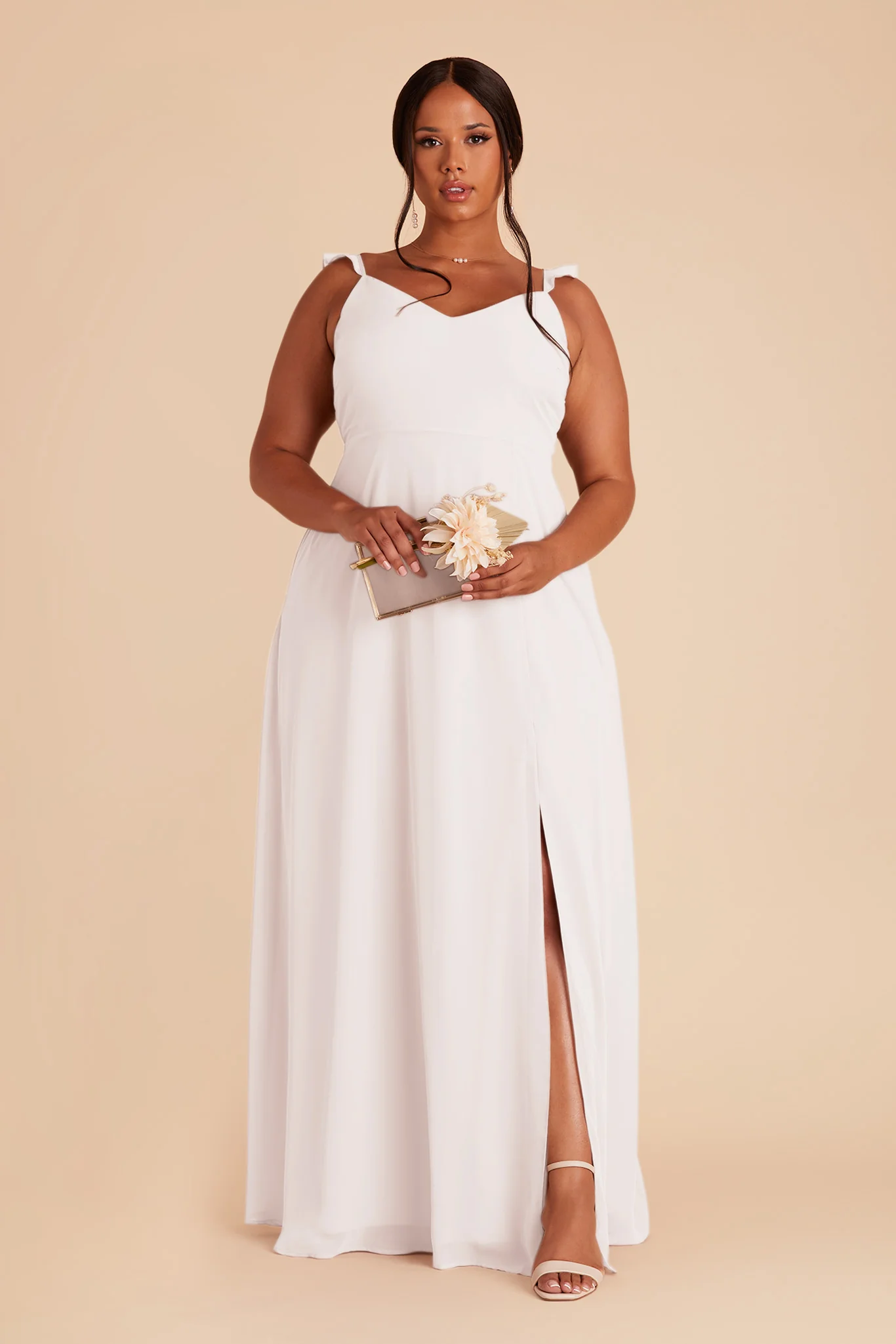 Doris Chiffon Dress - White - Image 3