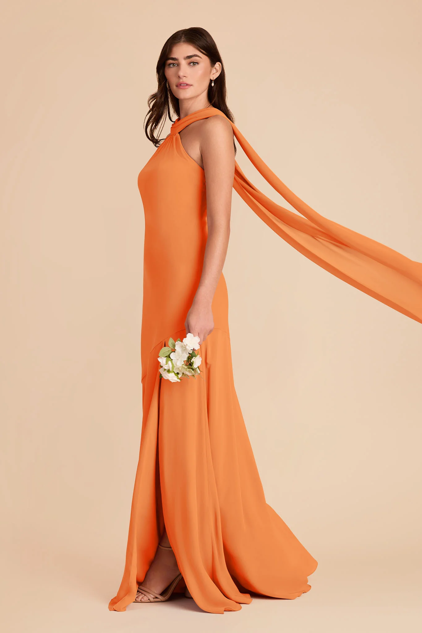 Eileen Chiffon Dress - Apricot - Image 3