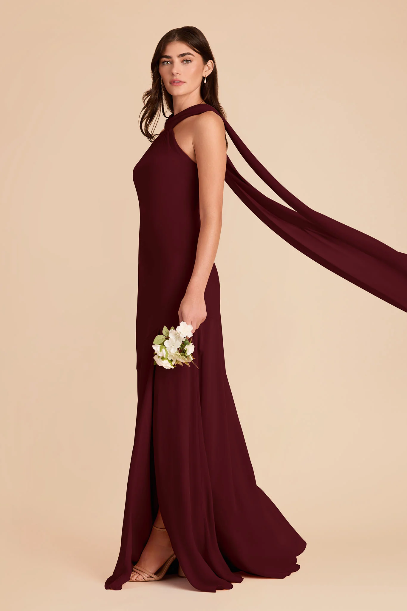 Eileen Chiffon Dress - Cabernet - Image 3