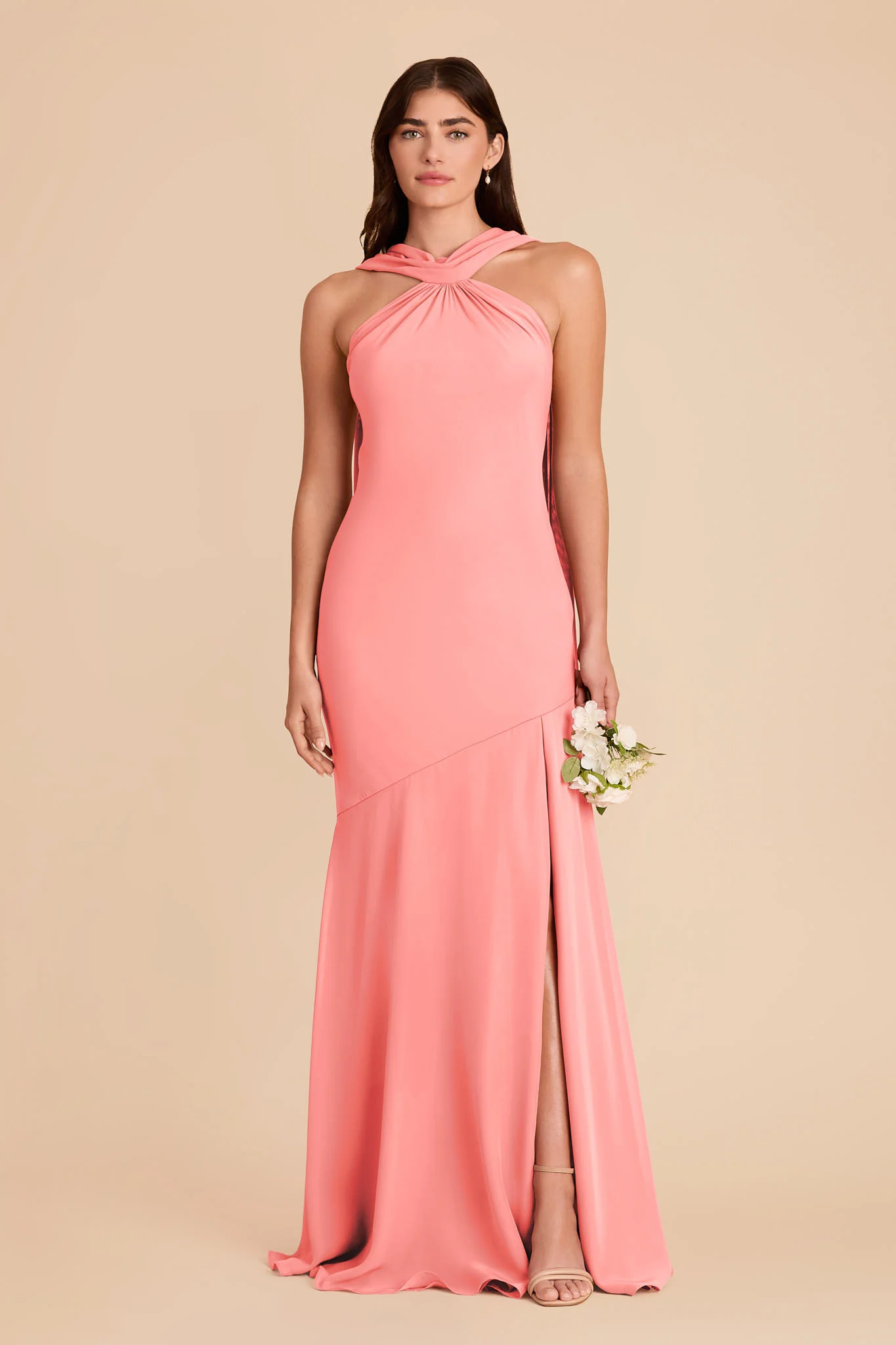Eileen Chiffon Dress - Coral Pink