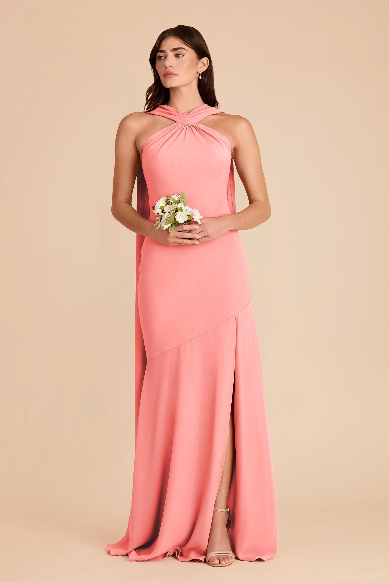 Eileen Chiffon Dress - Coral Pink - Image 3