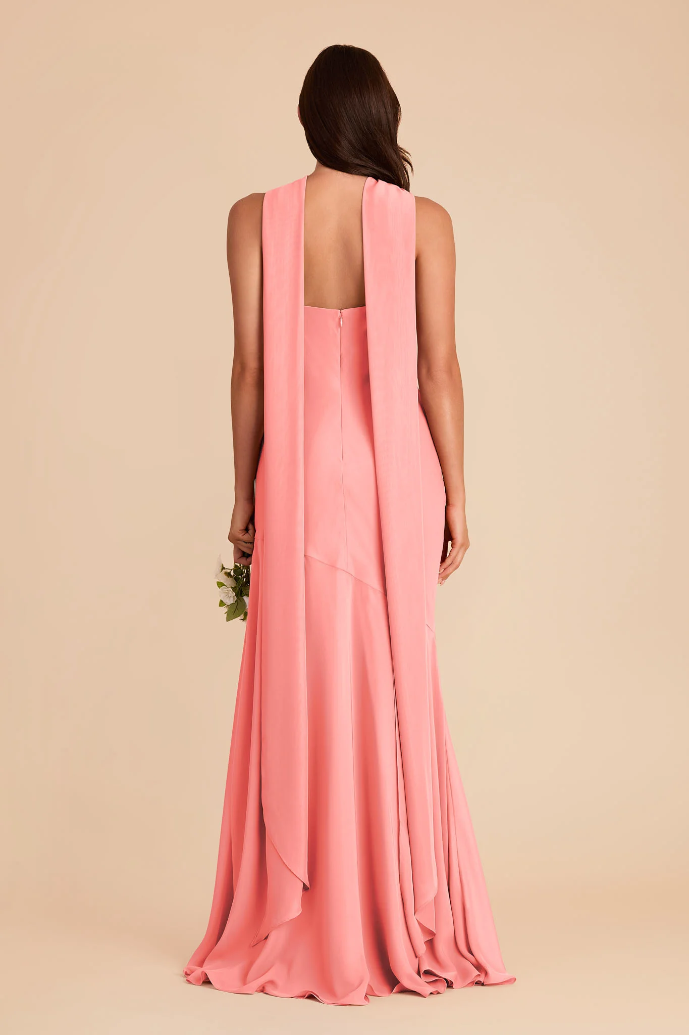 Eileen Chiffon Dress - Coral Pink - Image 6