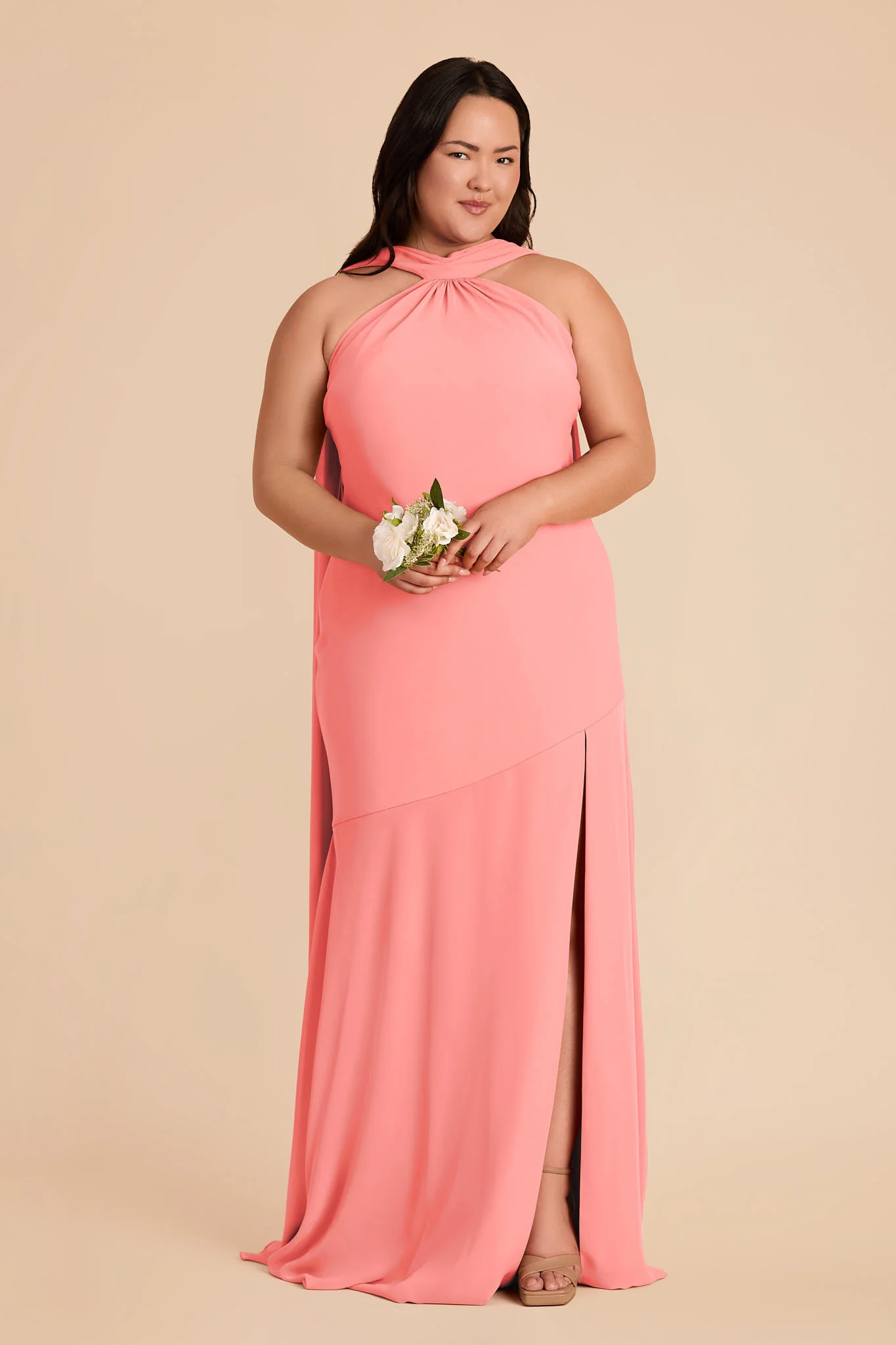 Eileen Chiffon Dress - Coral Pink - Image 7