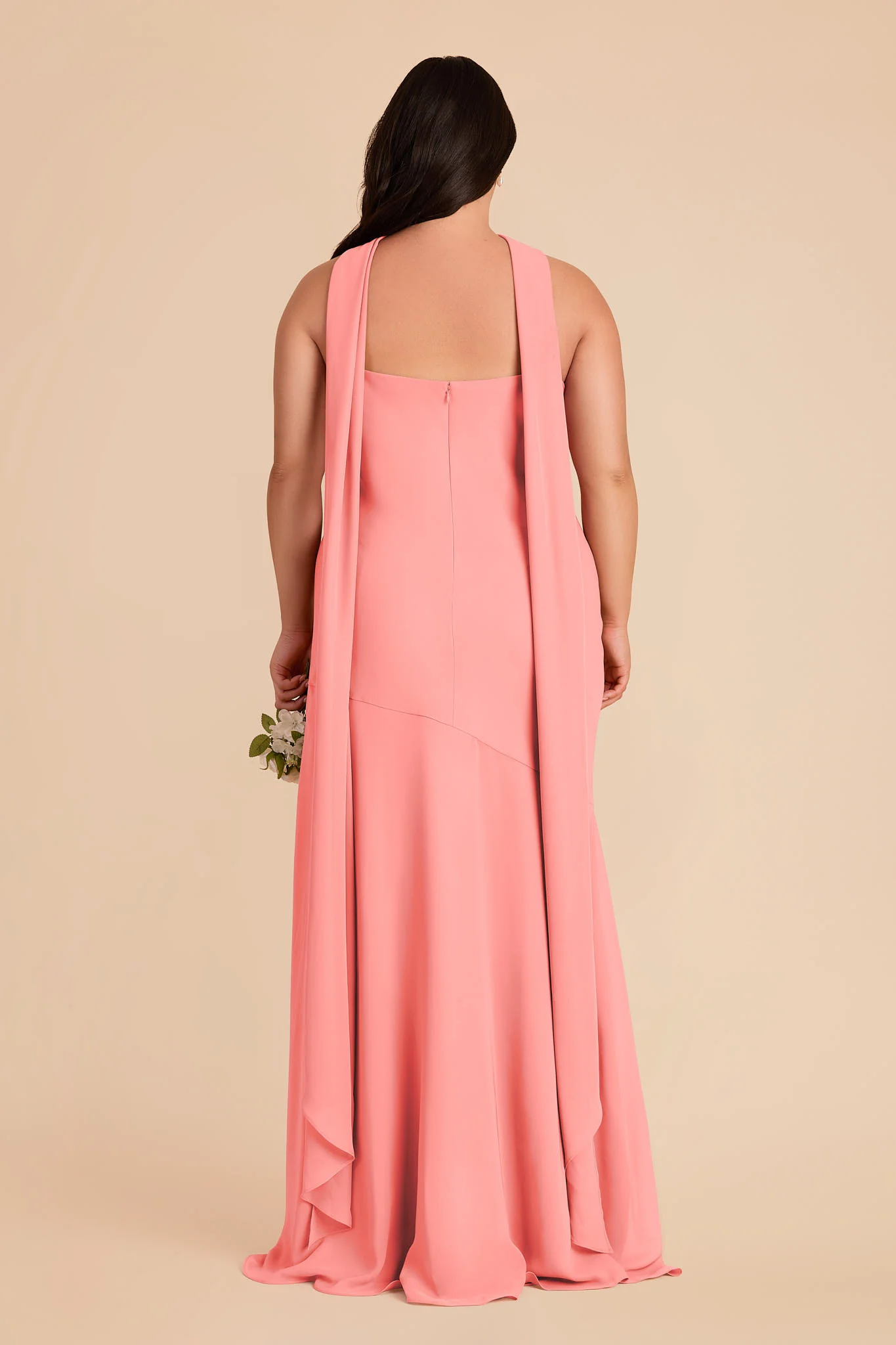 Eileen Chiffon Dress - Coral Pink - Image 9