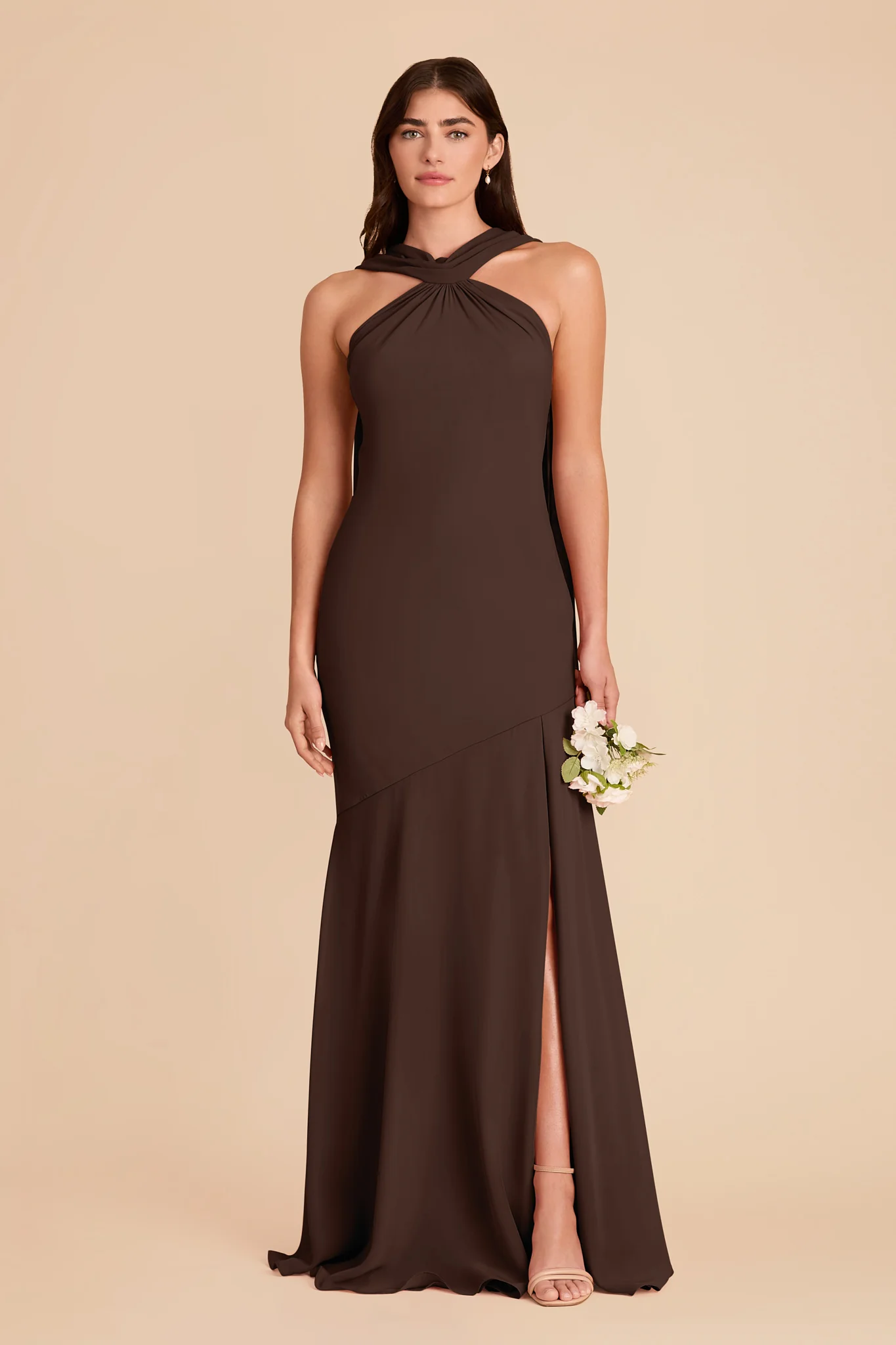 Eileen Chiffon Dress - Espresso