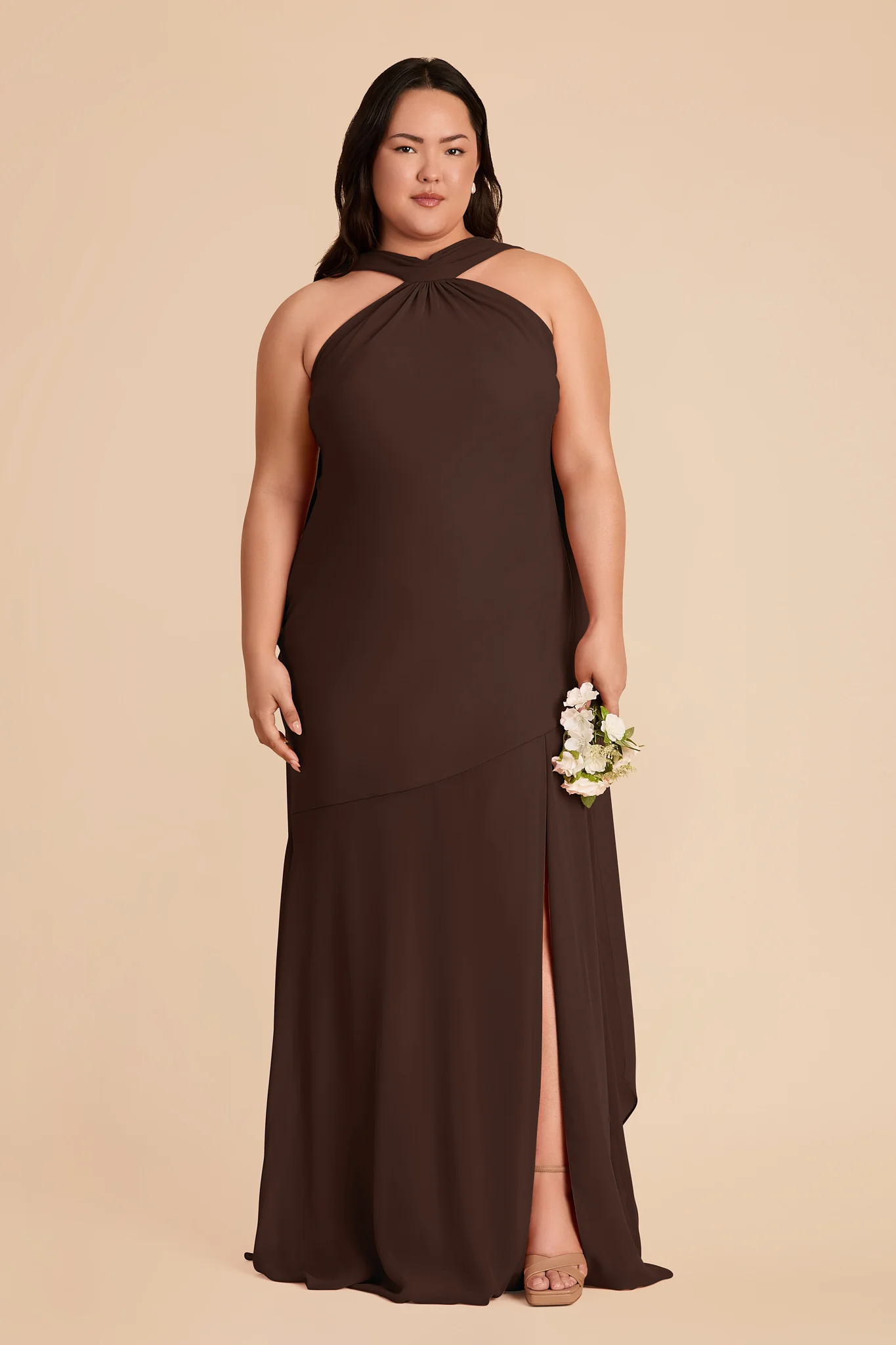 Eileen Chiffon Dress - Espresso - Image 2