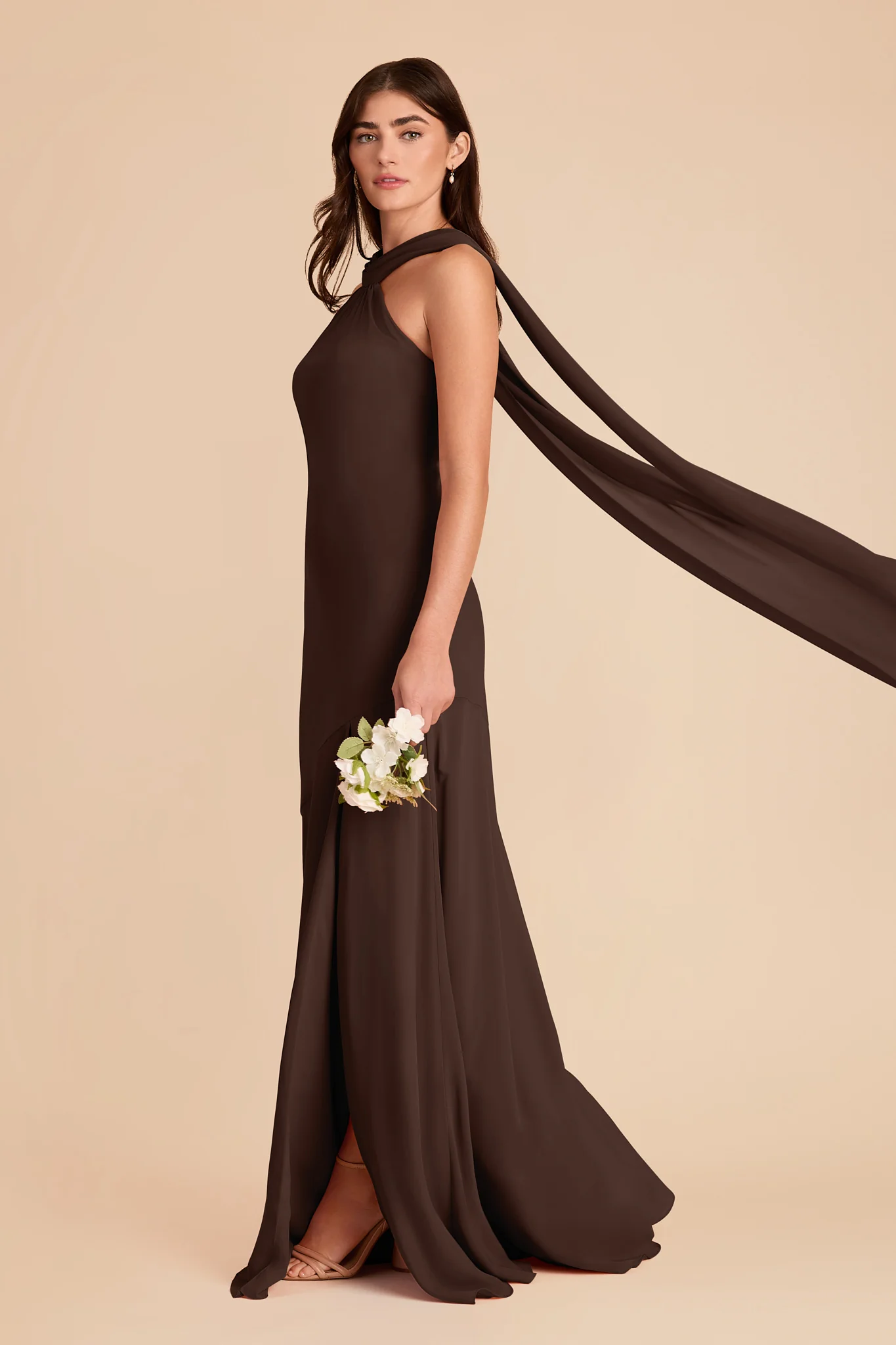 Eileen Chiffon Dress - Espresso - Image 3