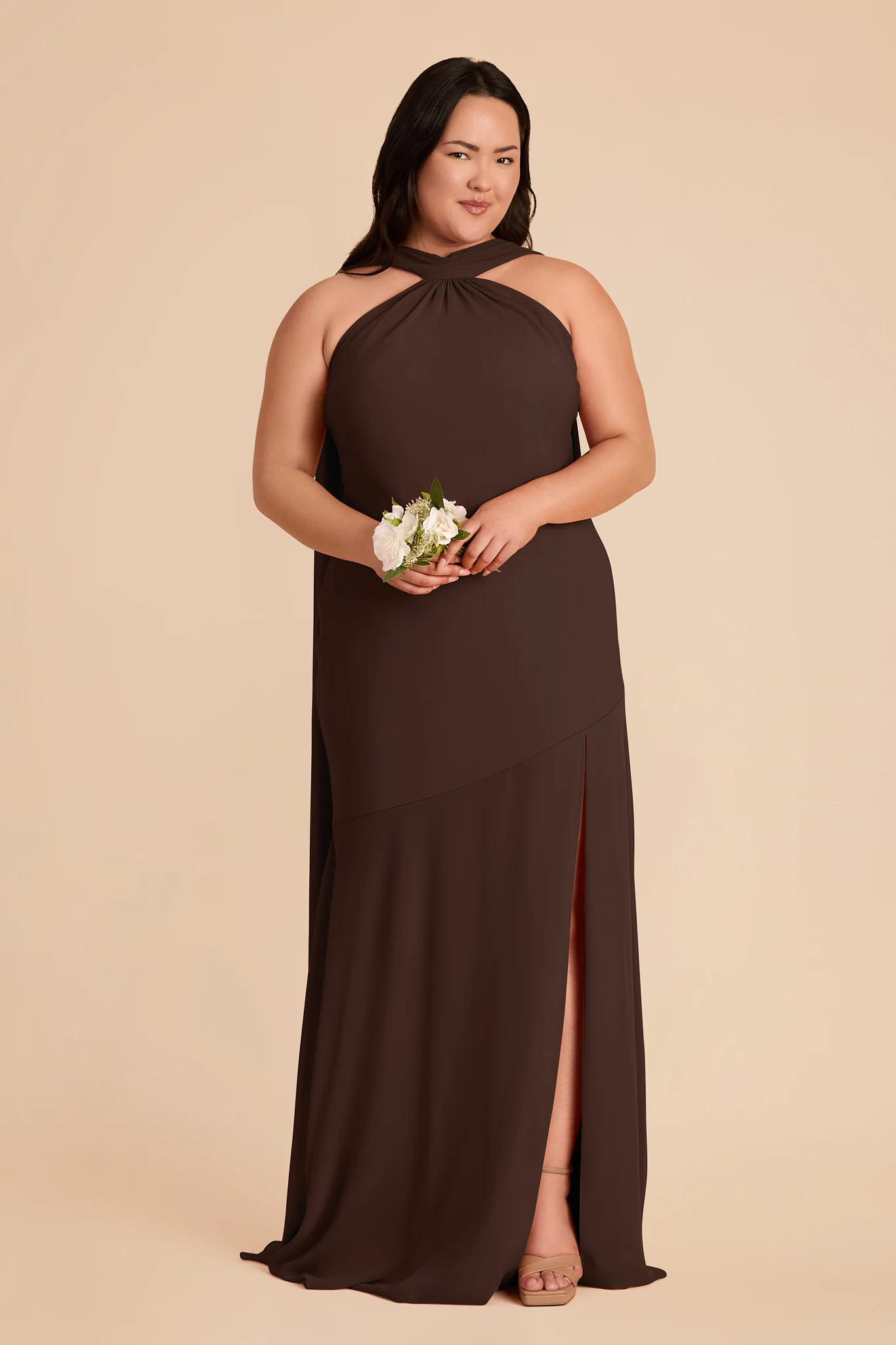 Eileen Chiffon Dress - Espresso - Image 7