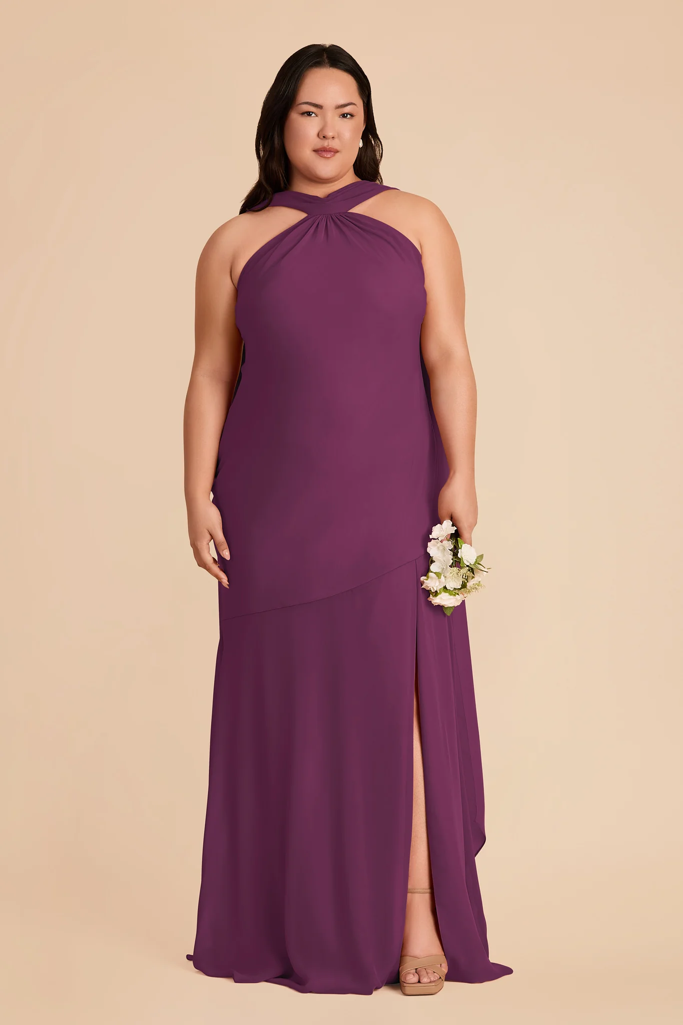 Eileen Chiffon Dress - Fig - Image 2