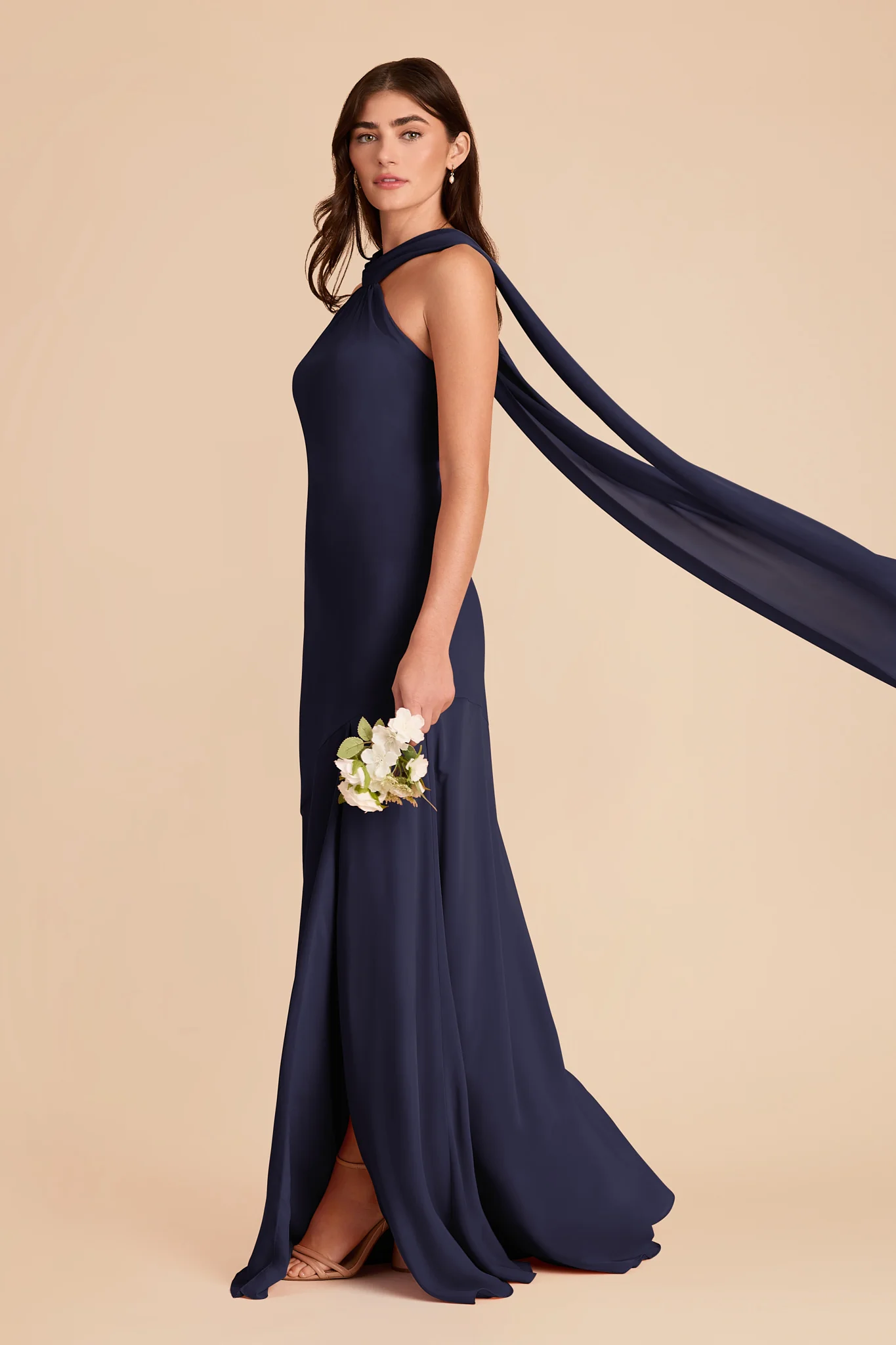 Eileen Chiffon Dress - Navy - Image 3