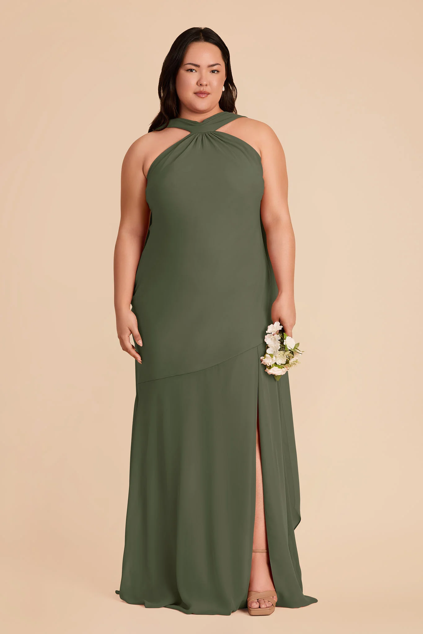 Eileen Chiffon Dress - Olive - Image 2