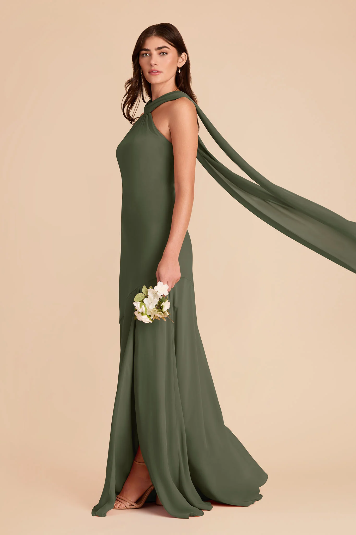 Eileen Chiffon Dress - Olive - Image 3