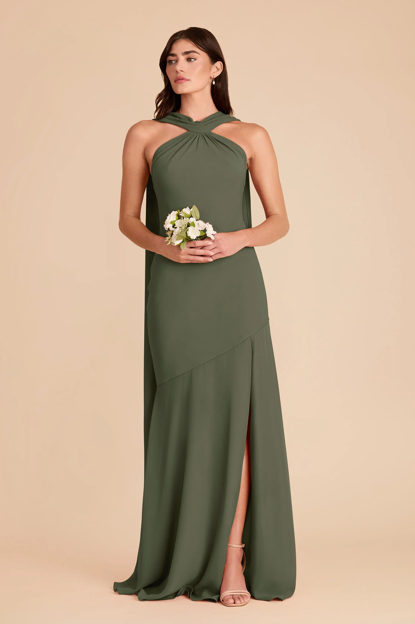 Eileen Chiffon Dress - Olive - Image 4