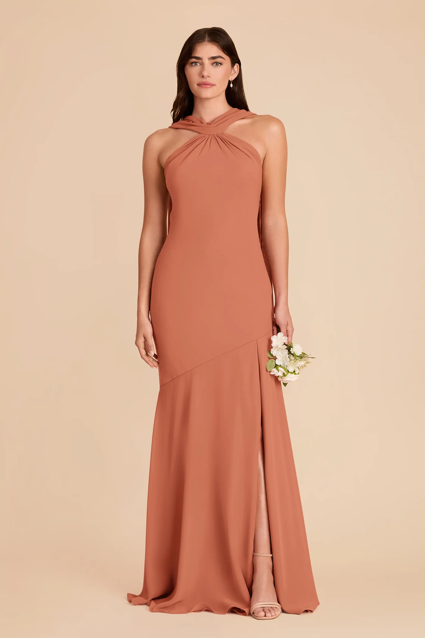 Eileen Chiffon Dress - Terracotta