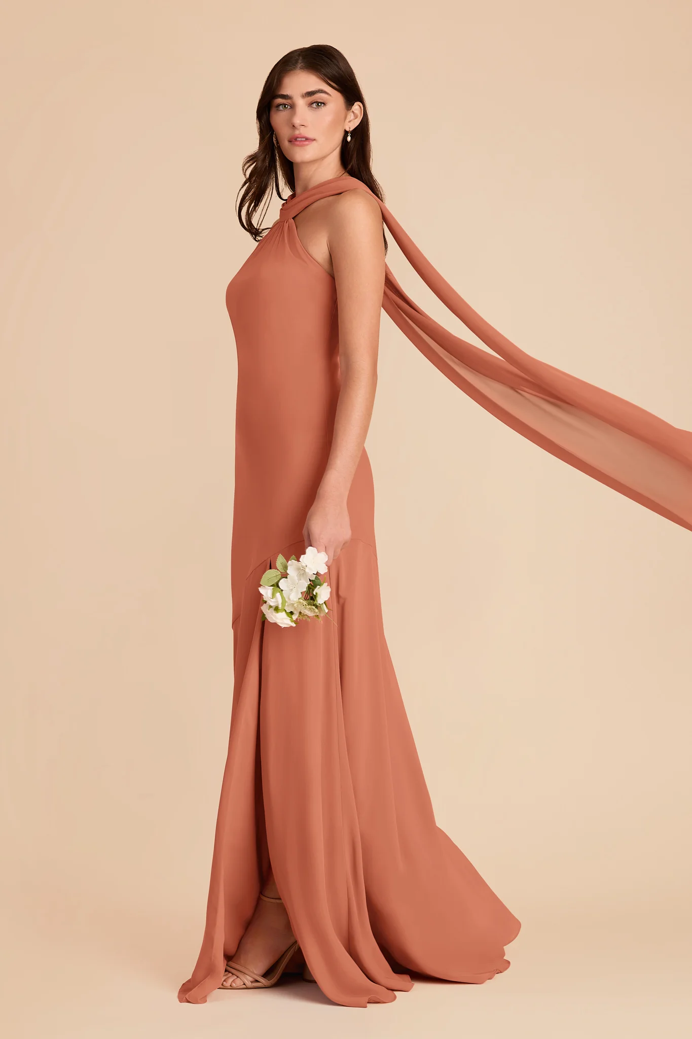 Eileen Chiffon Dress - Terracotta - Image 3