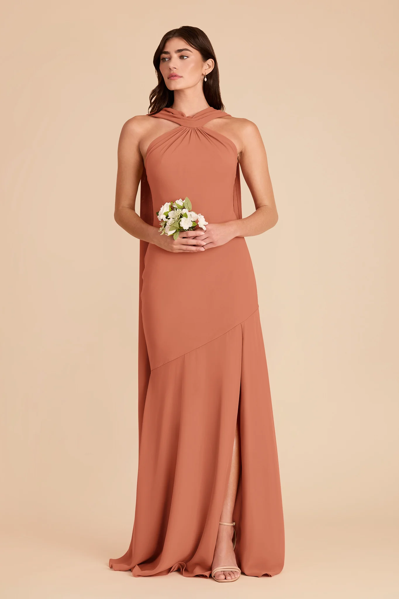 Eileen Chiffon Dress - Terracotta - Image 4