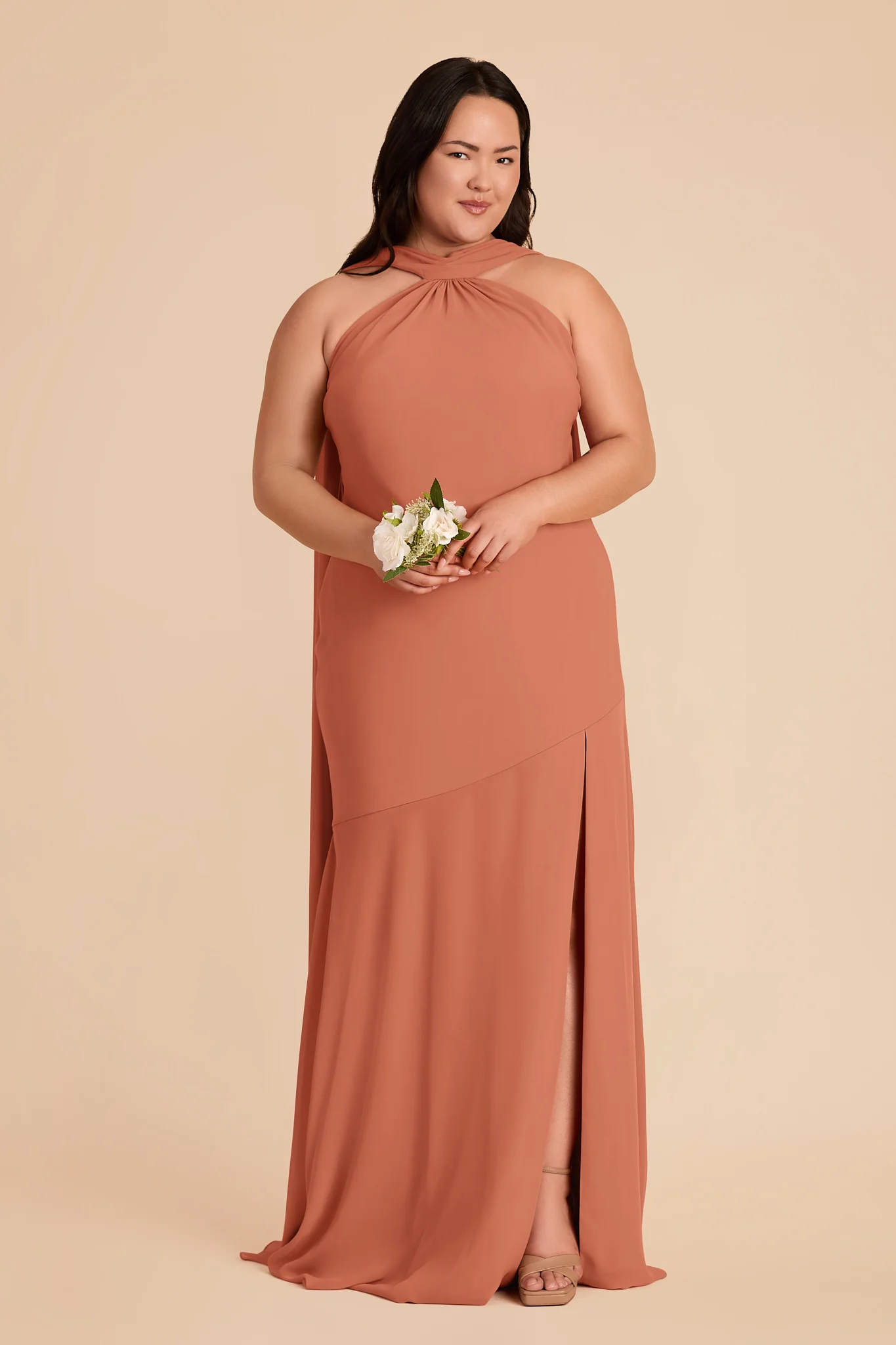 Eileen Chiffon Dress - Terracotta - Image 7