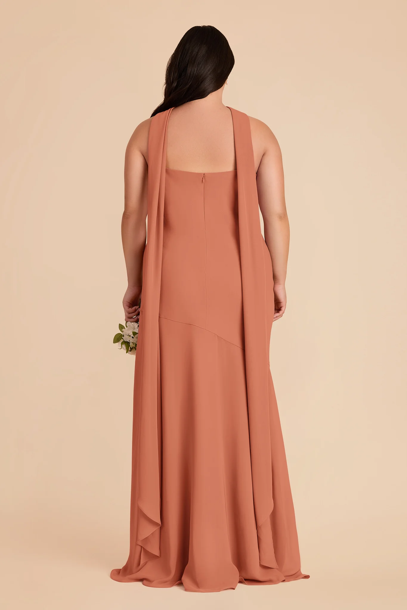 Eileen Chiffon Dress - Terracotta - Image 9