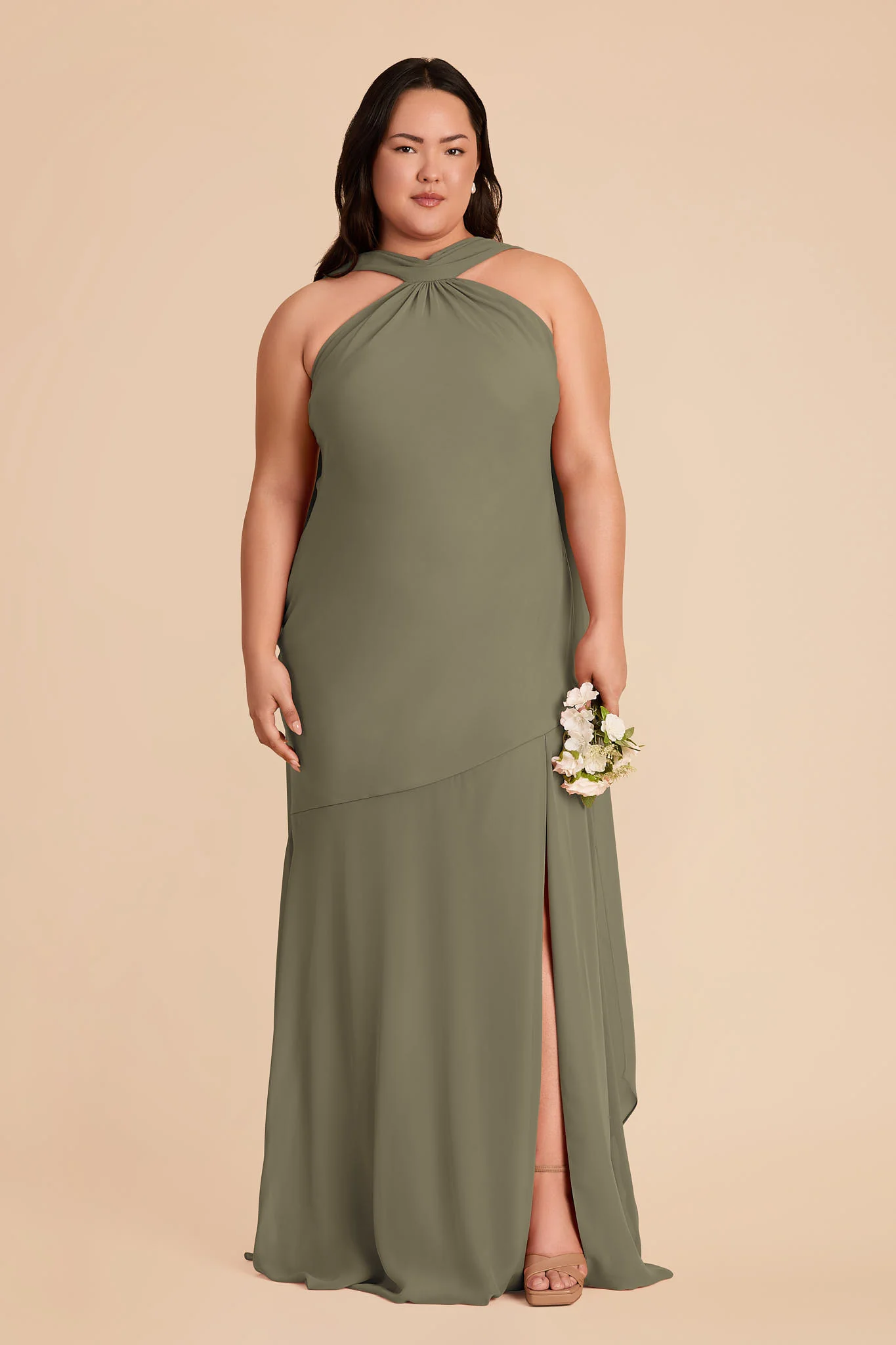Eileen Chiffon Dress - Thyme - Image 2