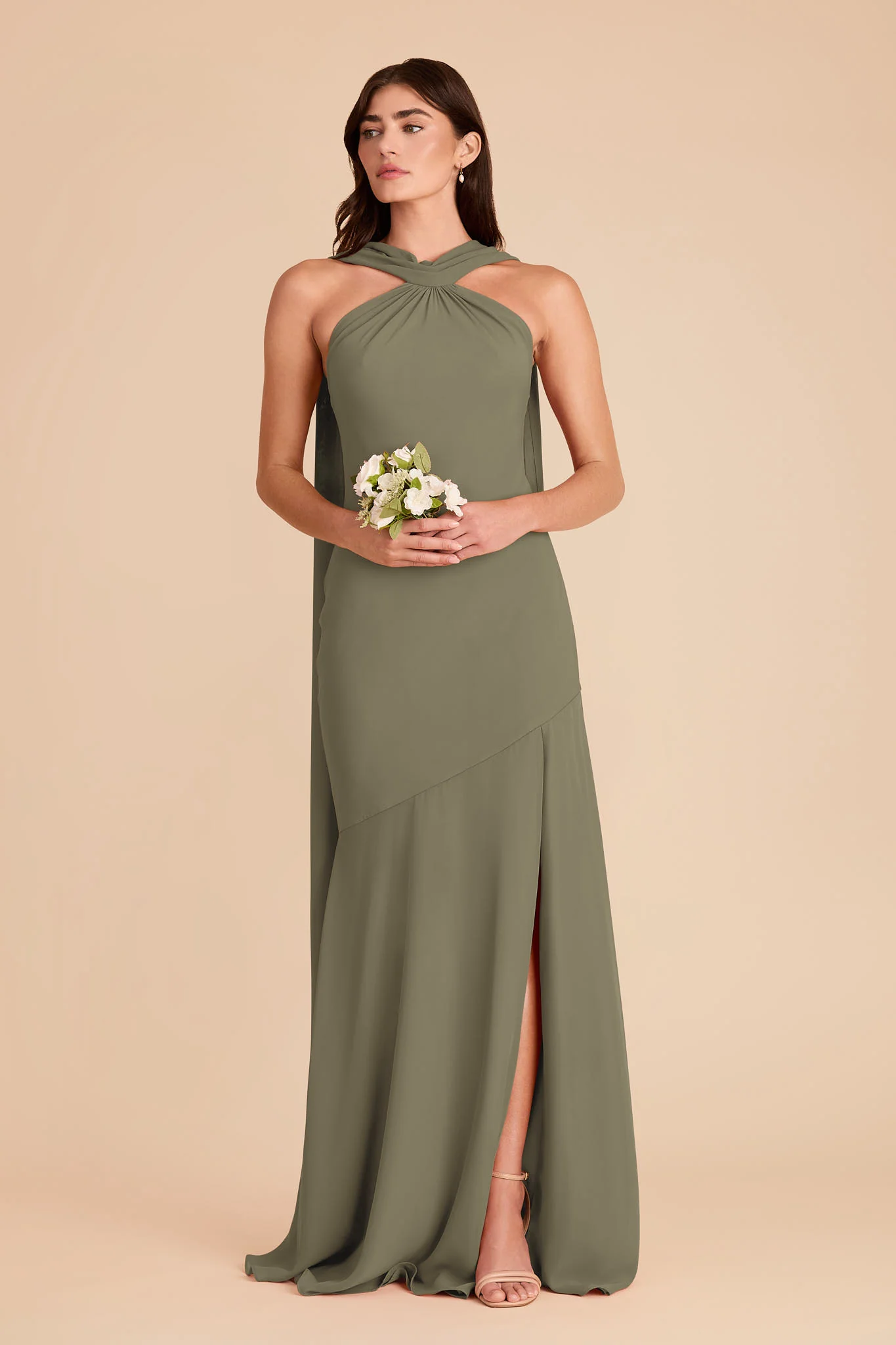 Eileen Chiffon Dress - Thyme - Image 4