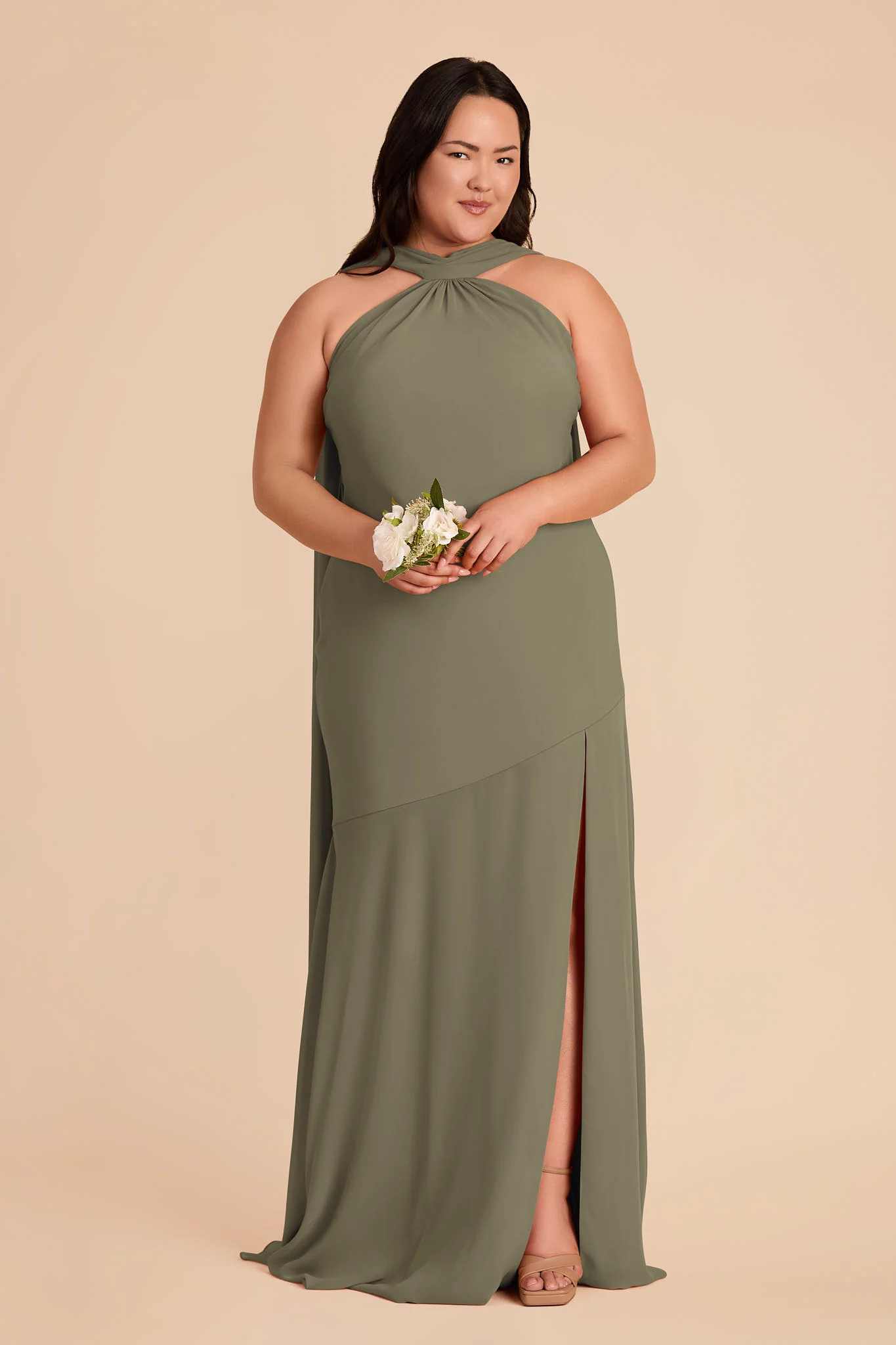 Eileen Chiffon Dress - Thyme - Image 7