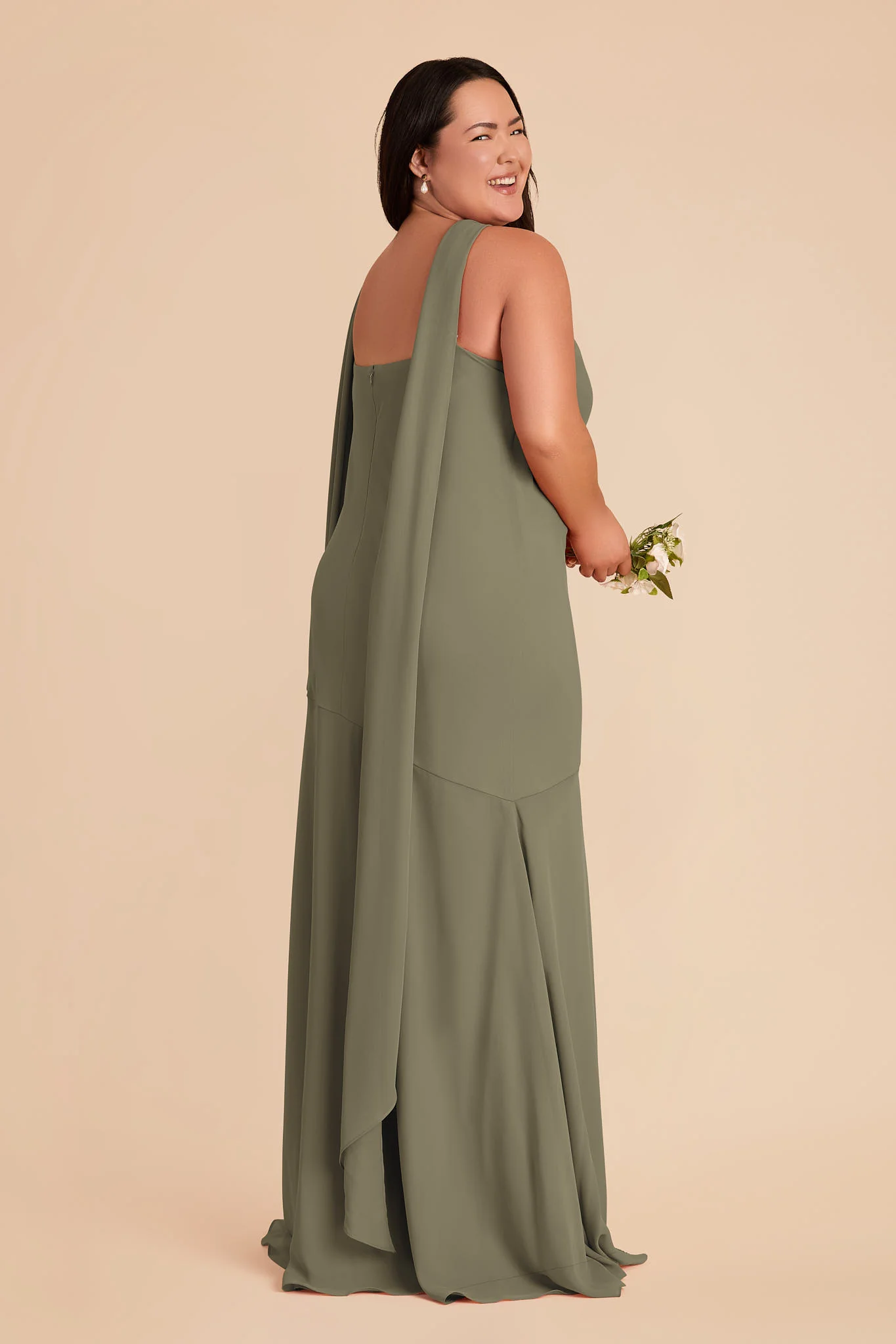 Eileen Chiffon Dress - Thyme - Image 8