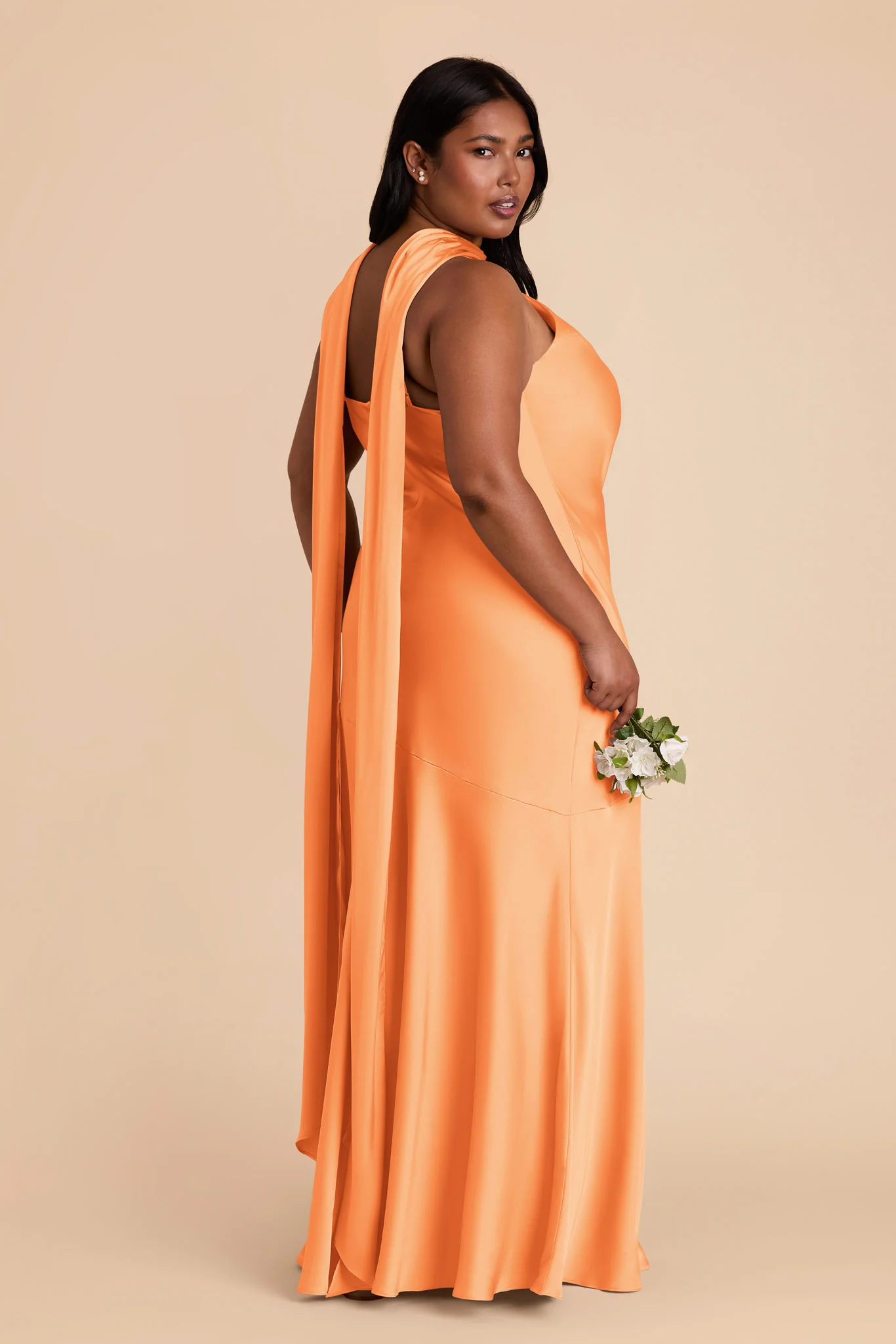 Eileen Matte Satin Dress - Apricot - Image 8