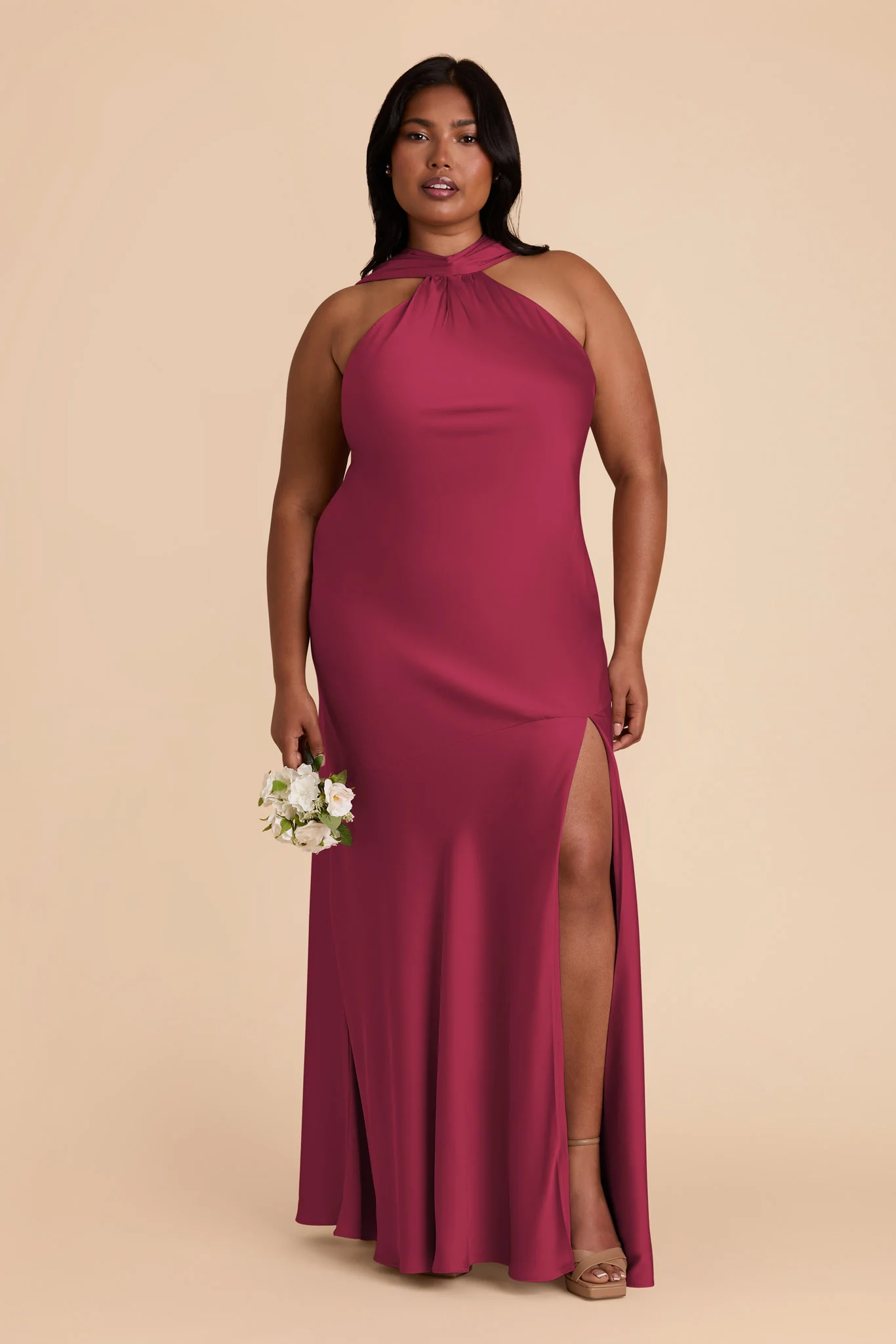 Eileen Matte Satin Dress - Berry - Image 3