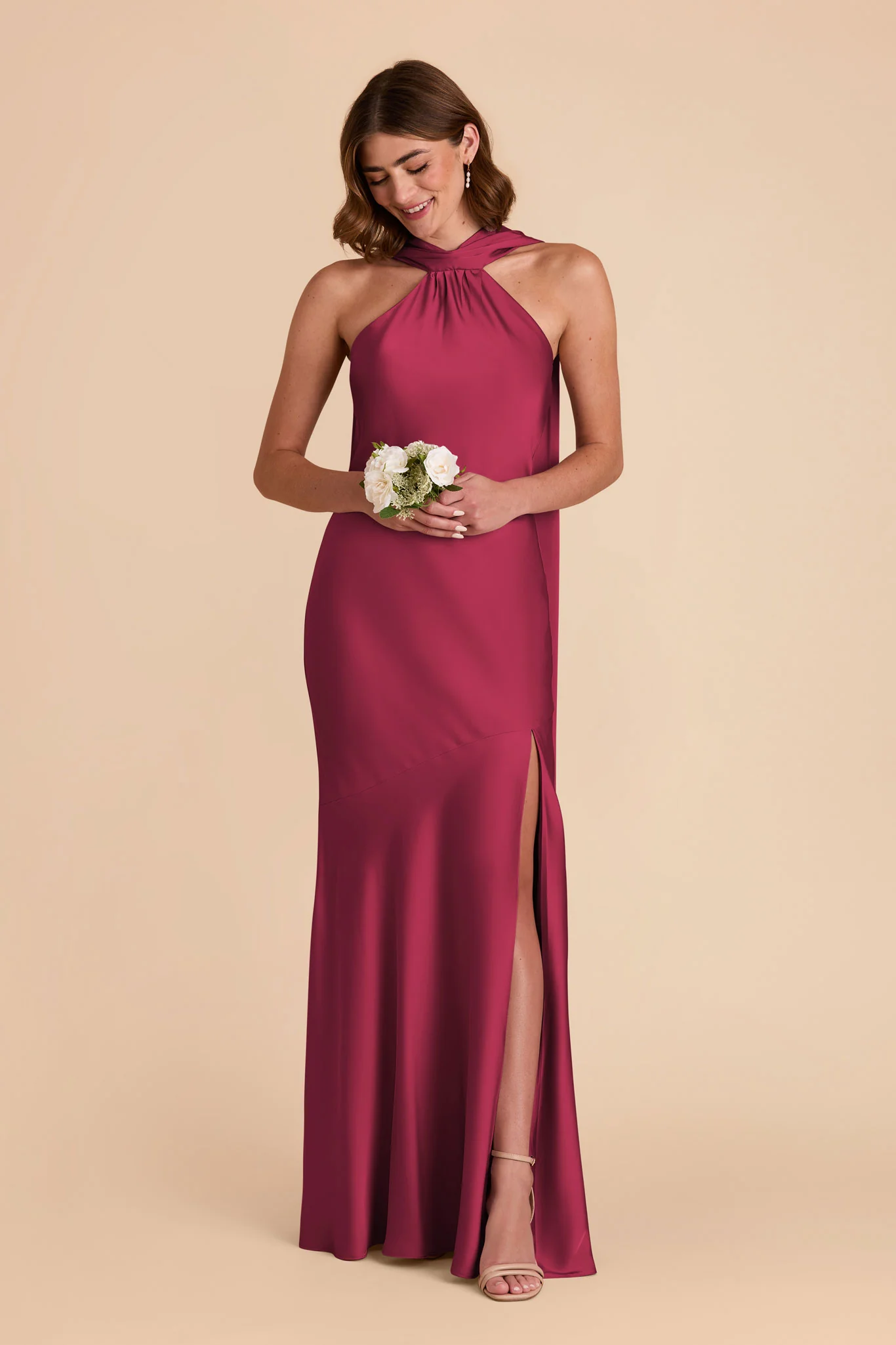 Eileen Matte Satin Dress - Berry - Image 4