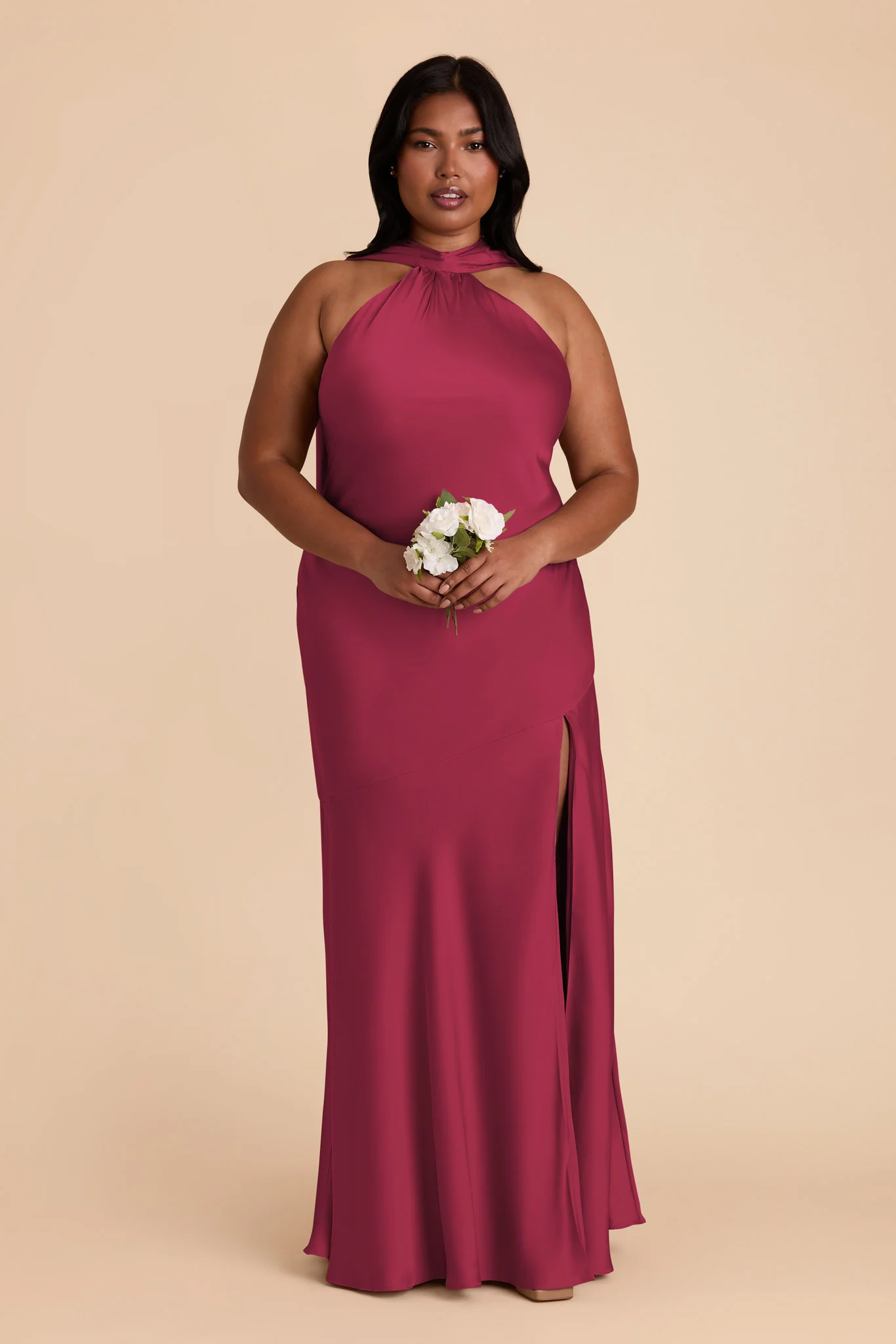 Eileen Matte Satin Dress - Berry - Image 7