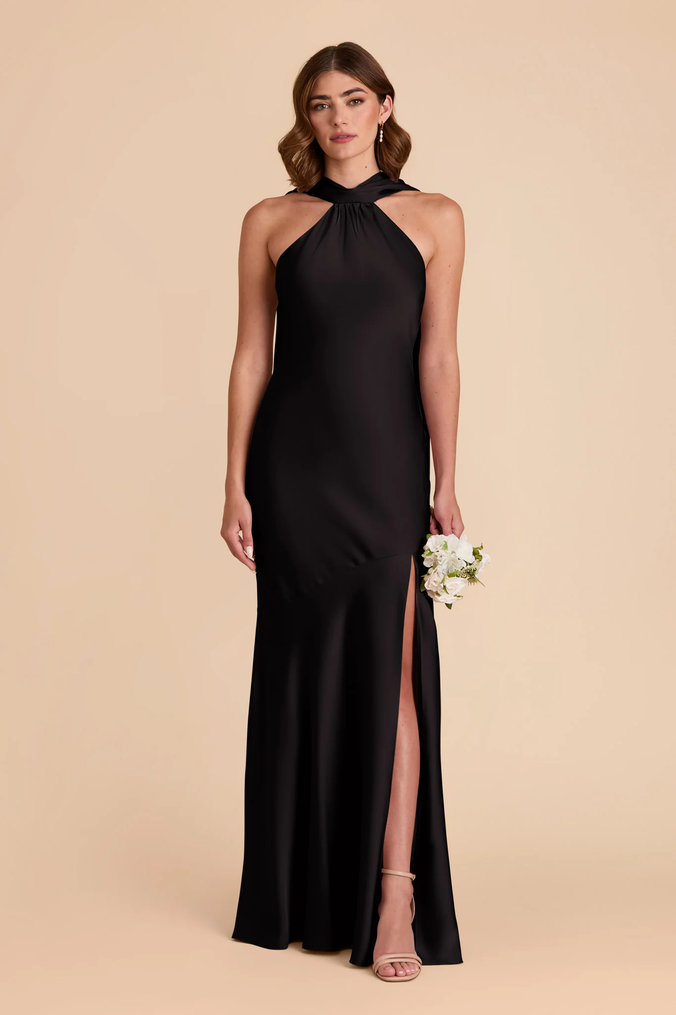 Eileen Matte Satin Dress - Black