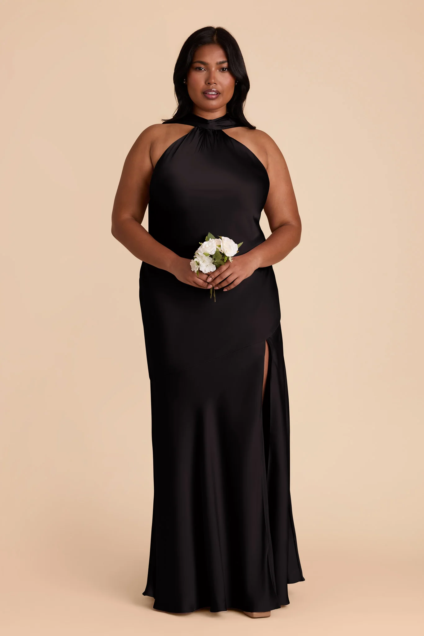 Eileen Matte Satin Dress - Black - Image 3