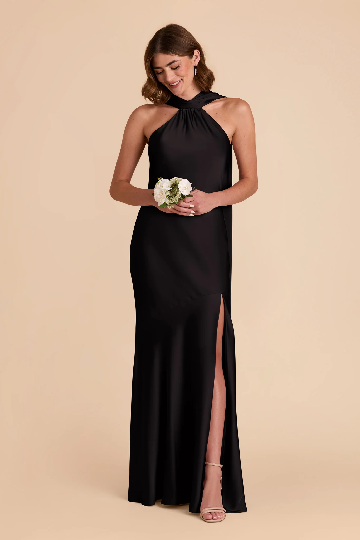 Eileen Matte Satin Dress - Black - Image 5