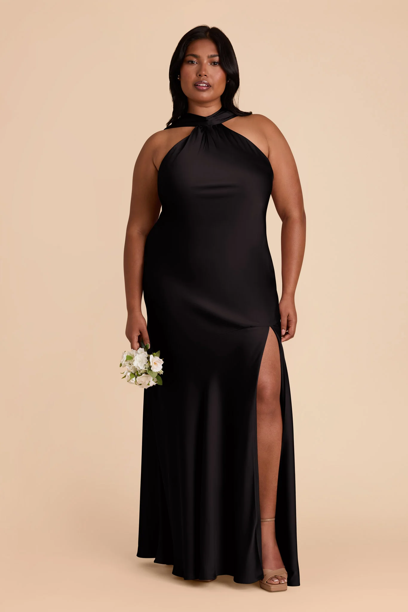 Eileen Matte Satin Dress - Black - Image 8